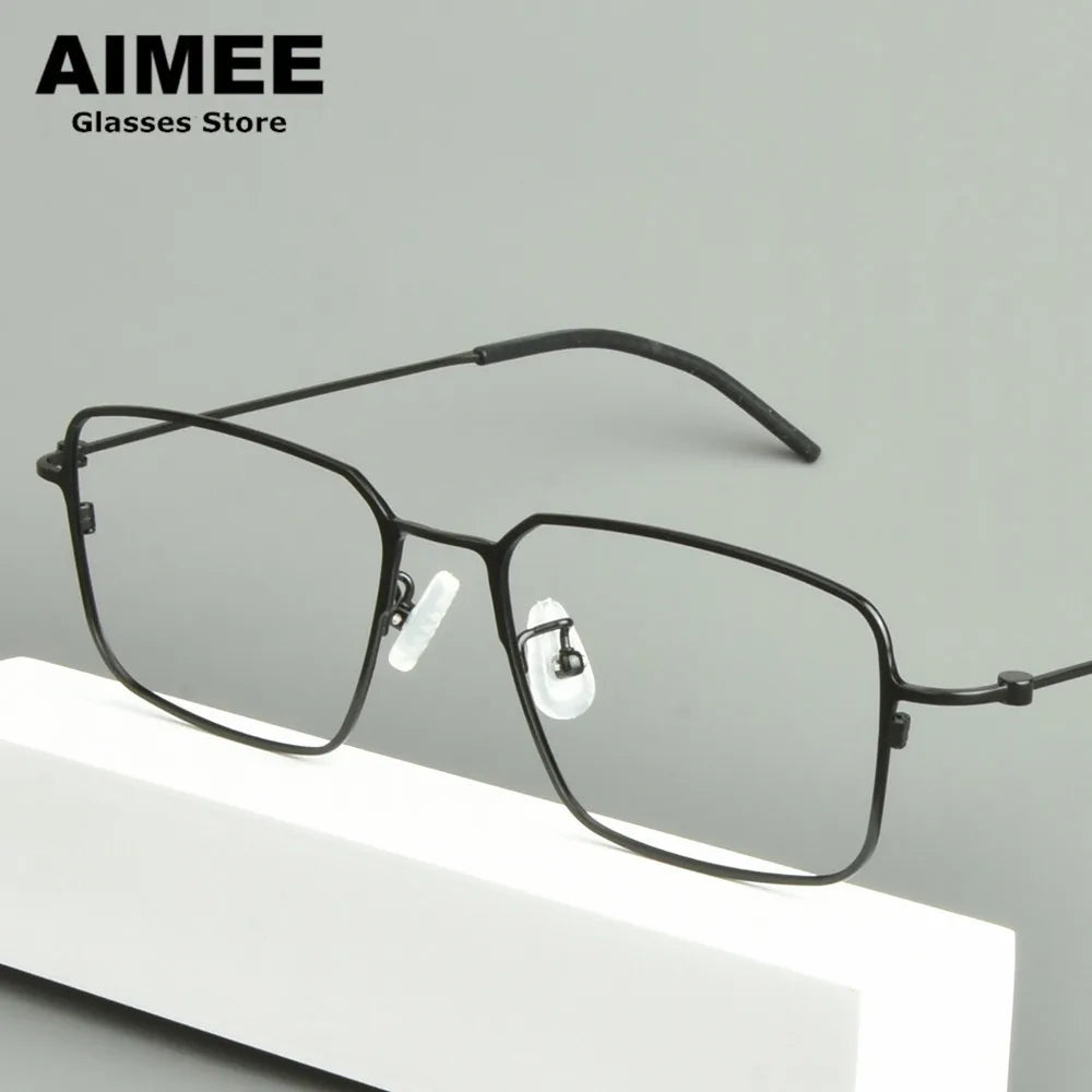 Aimee Unisex Full Rim Square Titanium Eyeglasses Frame 15502 - Lightweight Durable Glasses for Men & Women - Perfect for Reading, Work, and Daily Wear