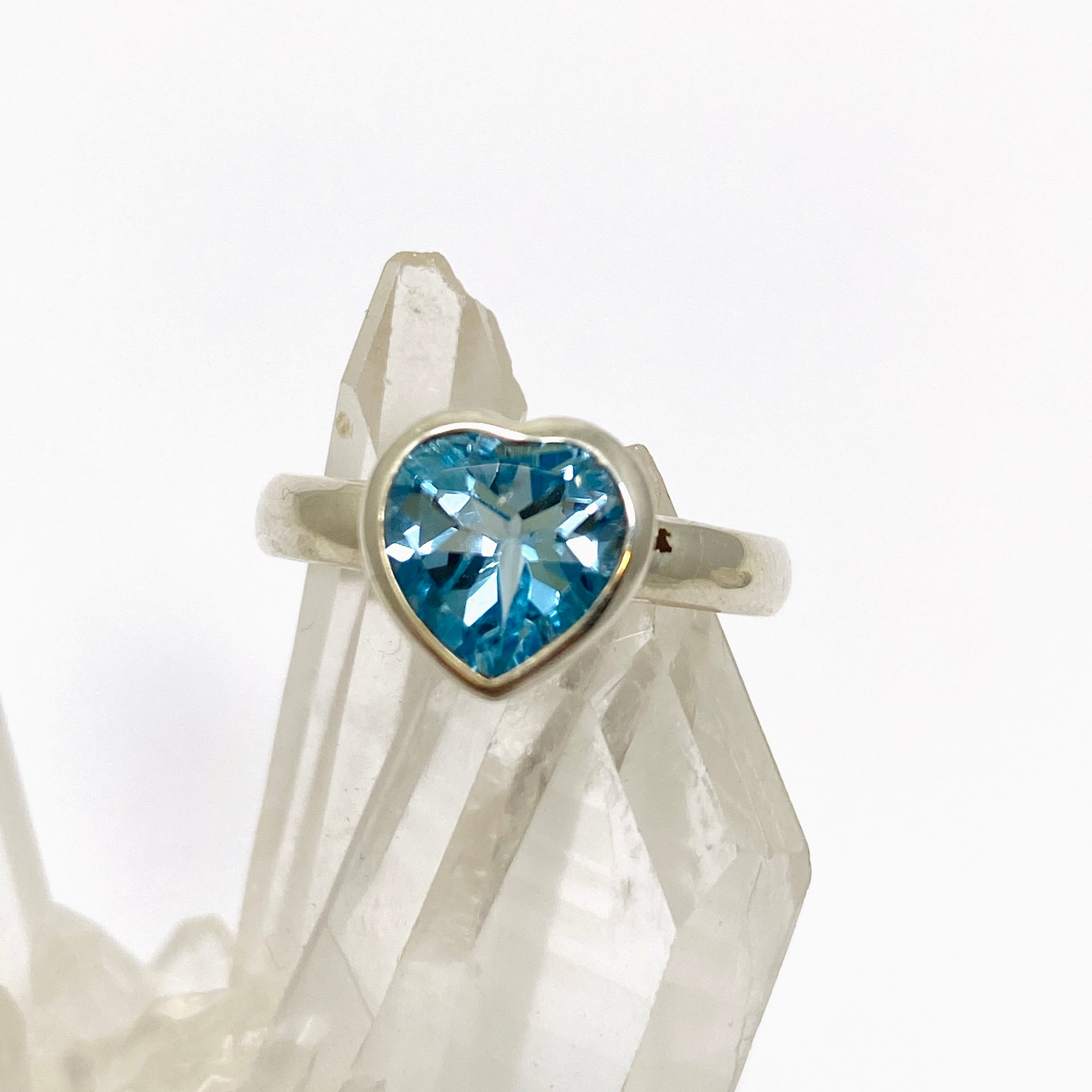 Blue Topaz Faceted Heart Ring PRGJ419 - Elegant Sterling Silver Jewelry for Women, Perfect for Valentine's Day Gifts & Romantic Occasions