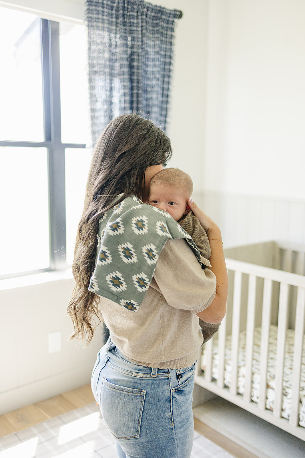 Southwest Aztec Muslin Burp Cloths for Babies - Soft and Absorbent 100% Cotton Drool Bibs for Newborns & Infants - Perfect for Feeding, Burping, and Spit-Up Protection