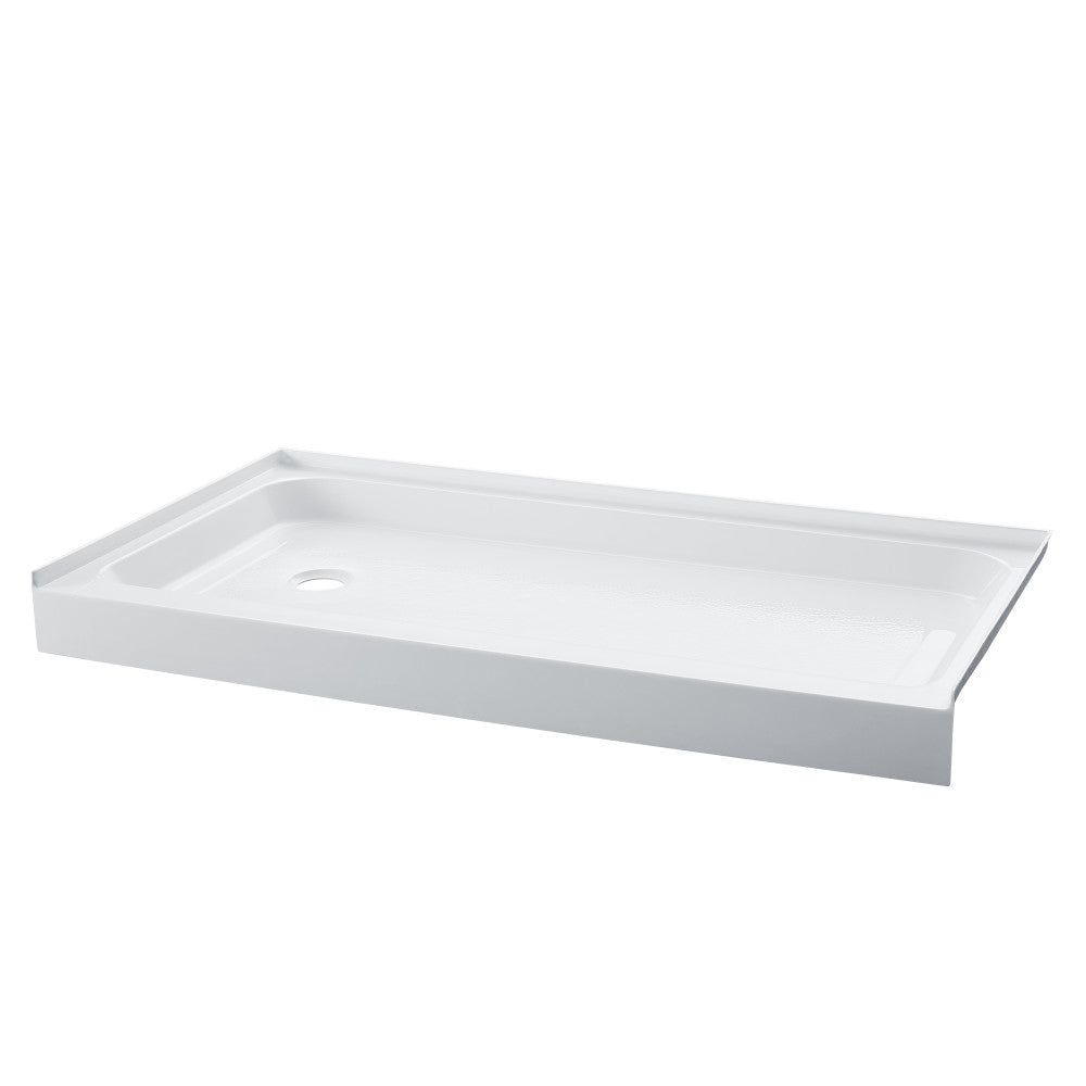 Voltaire 60 x 36 Inch Acrylic Shower Base - White Single Threshold Left Hand Drain - Perfect for Bathroom Remodel & Modern Shower Installations