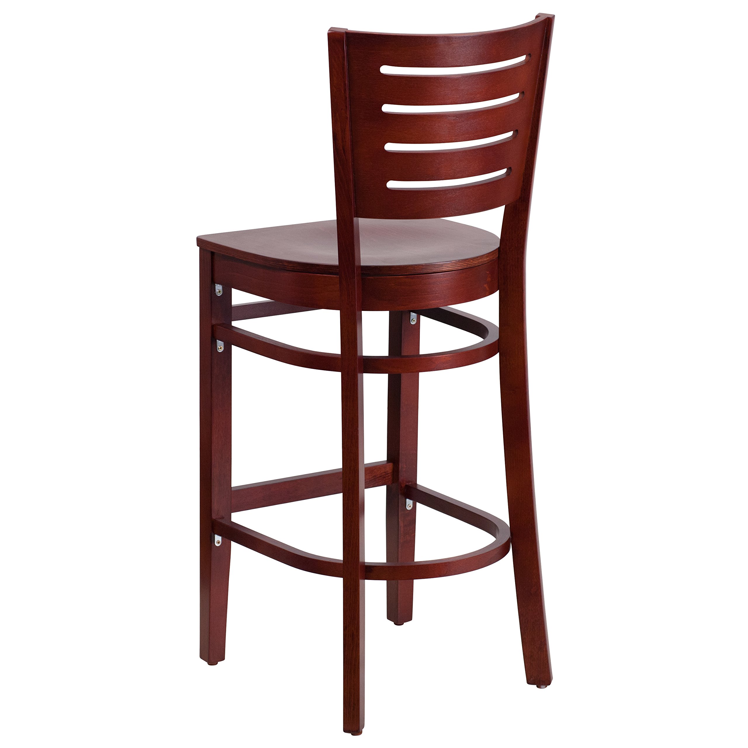 Flash Furniture Darby Series Slat Back Mahogany Wood Bar Stool - 24
