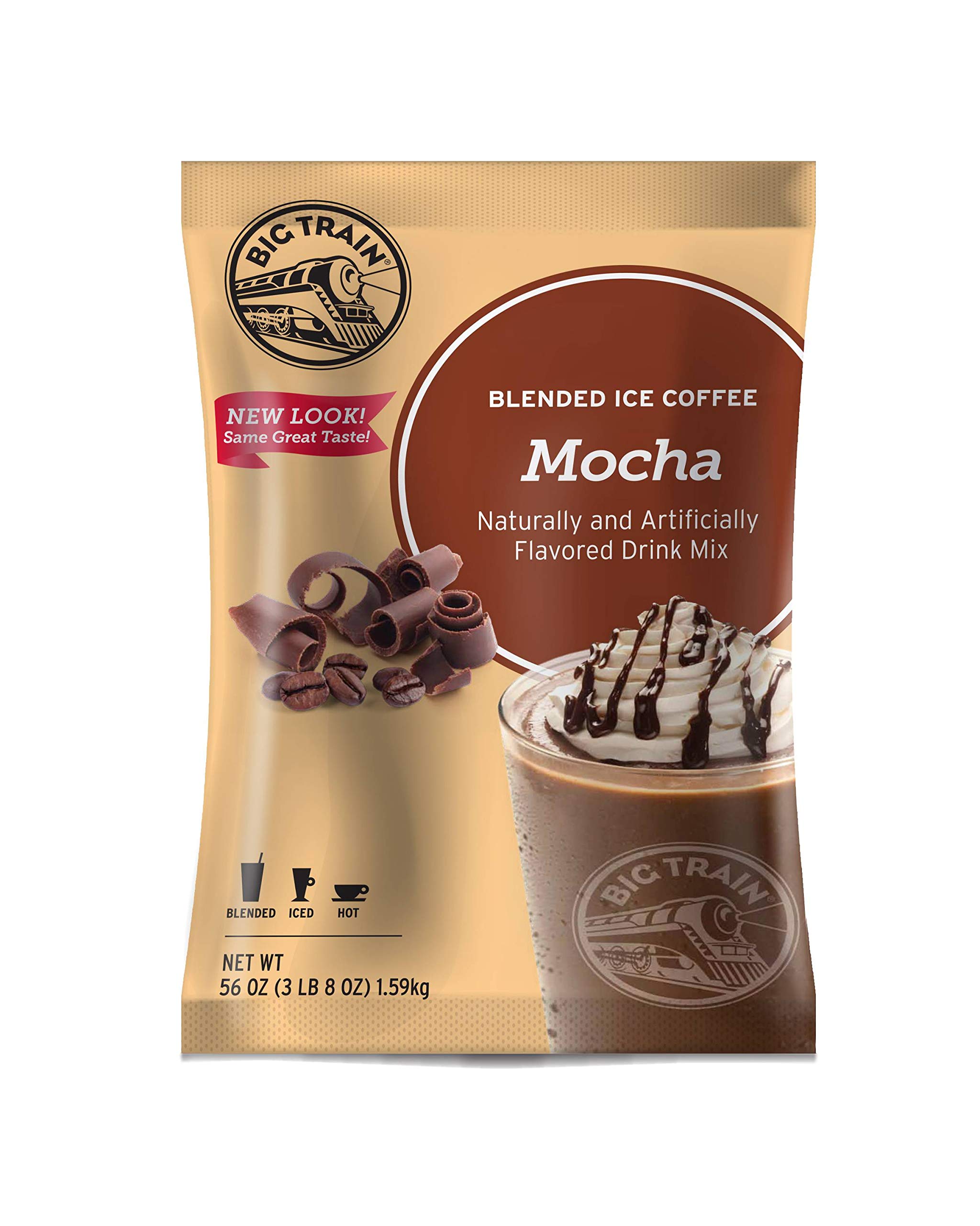 Big Train Mocha Blended Iced Coffee Mix - 3.5 lb Bulk Pack (5 Bags per Case) | Perfect for Coffee Shops, Offices & Home Use | Rich Chocolate Flavor Cold Brew Instant Coffee Powder
