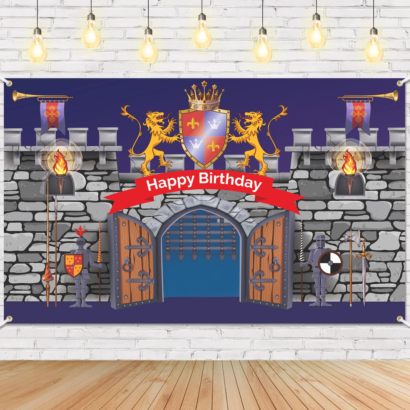 Medieval Knight Castle Birthday Banner - Medieval Party Decorations for Kids, Boys, Men & Women - Knight Themed Photo Backdrop & Party Supplies - Perfect for Birthday Celebrations, Themed Events & Renaissance Fairs