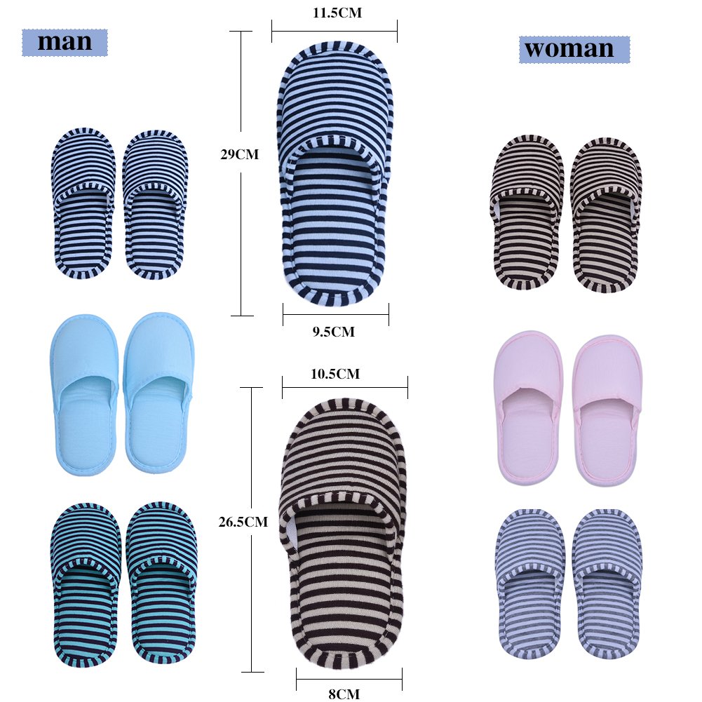 Foldable Travel Slippers for Indoor & Bedroom Use - Soft Cotton Anti-Slip House Shoes for Men & Women | Comfortable SPA, Hotel & Guest Slippers | Portable & Reusable Home Footwear (Blue Stripes) - Perfect for Travel, Lounging & Home Relaxation