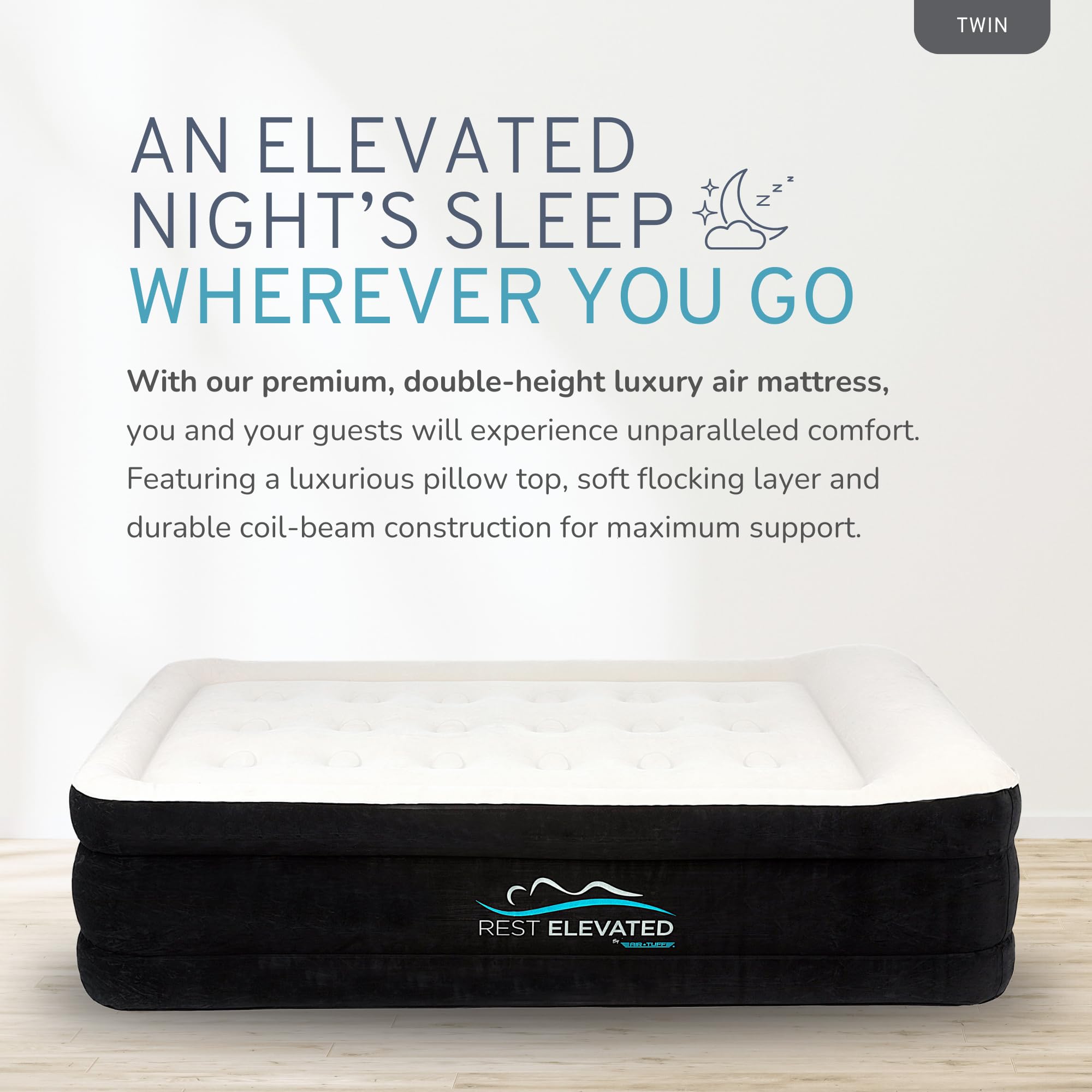 Luxury Pillow Top Twin Size Air Mattress with Built-in Pump - 20