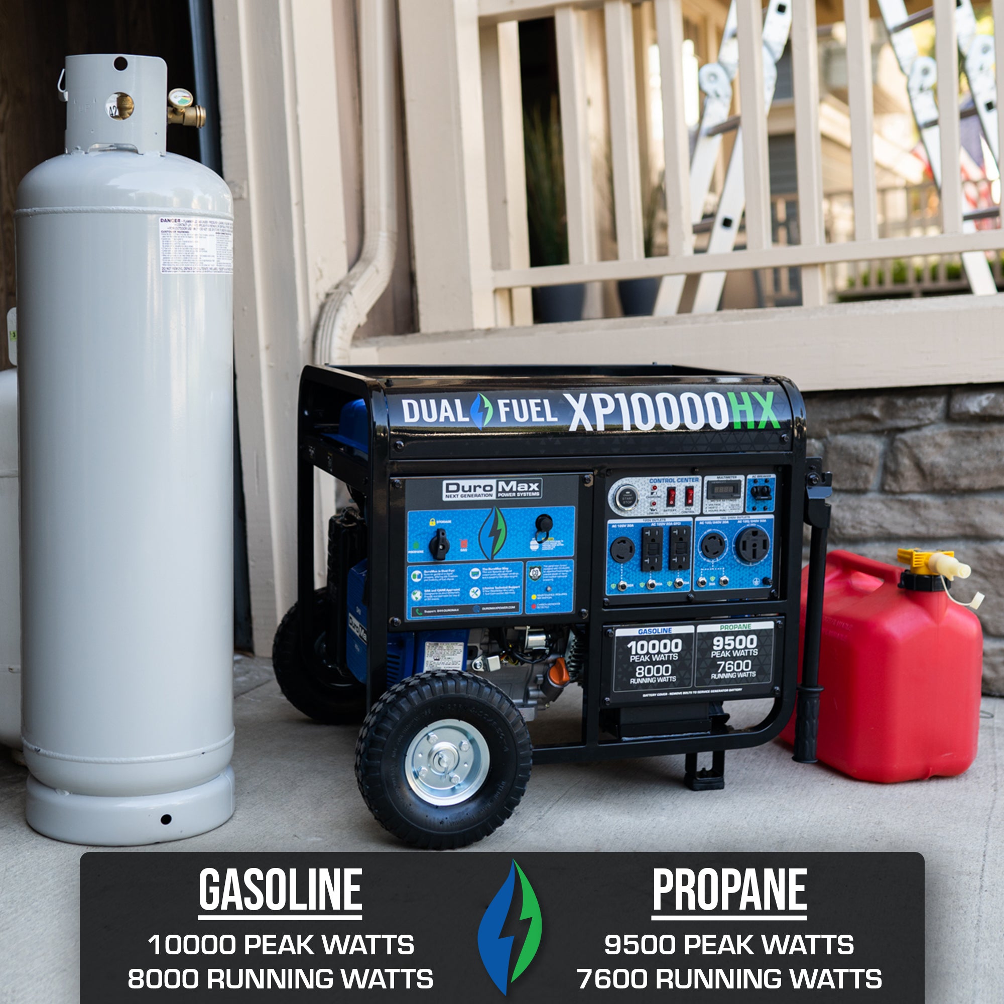 DuroMax XP10000HX 8000W/10000W Dual Fuel Portable Generator with CO Alert & Electric Start - Perfect for Home Backup Power, Camping, and Emergency Use