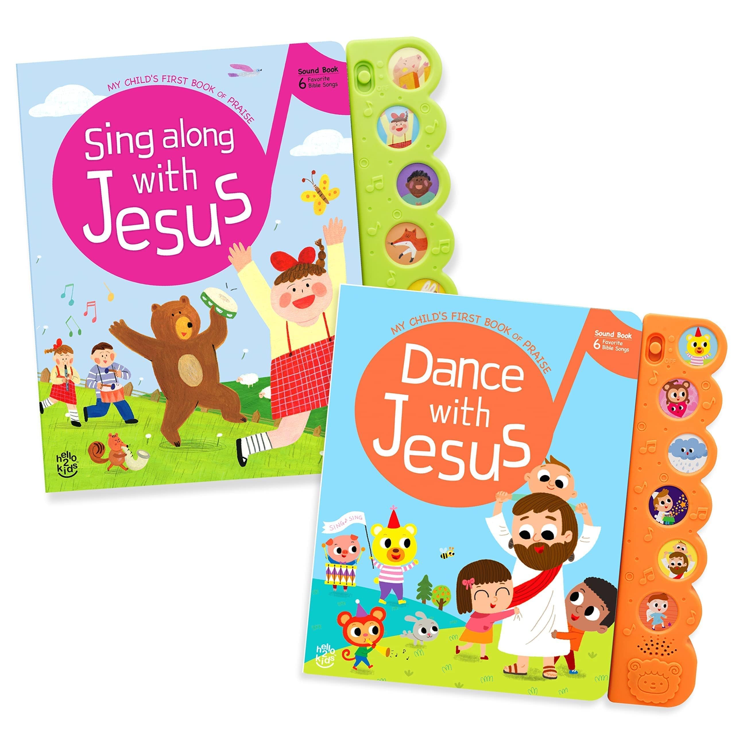 Christian Sound Books for Toddlers 1-3 - Bundle of 2 Interactive Bible Story Books with 12 Songs & Illustrations | Musical Learning Toys for Kids, Baptism Gifts for Boys & Girls - Perfect for Sunday School, Bedtime Stories & Faith-Based Early Education