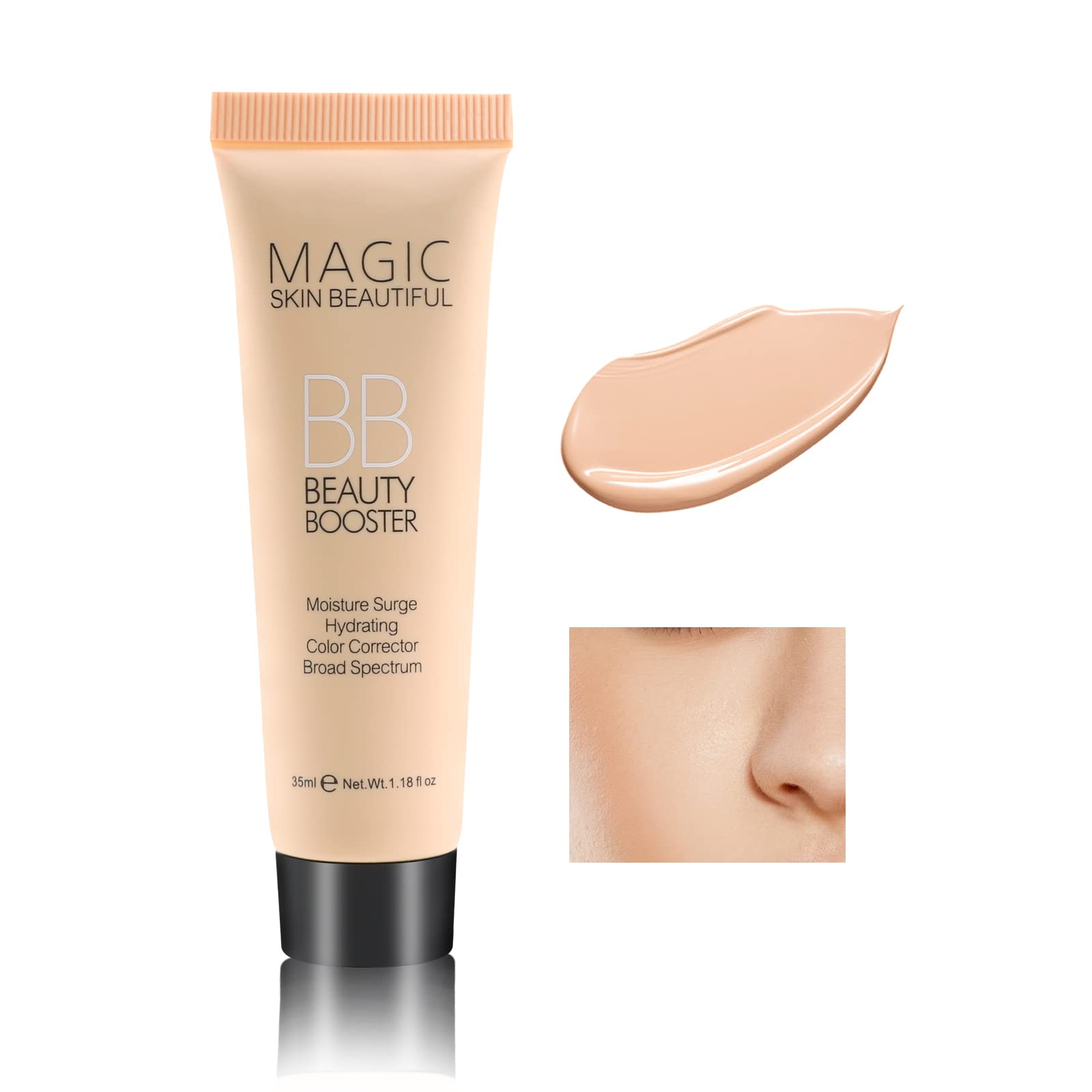 Boobeen Hydrating BB Cream - Full Coverage Foundation & Concealer with Color Correction, Tinted Moisturizer for All Skin Types | Evens Skin Tone, Natural Finish | Perfect for Daily Wear, Makeup Routine & Flawless Complexion