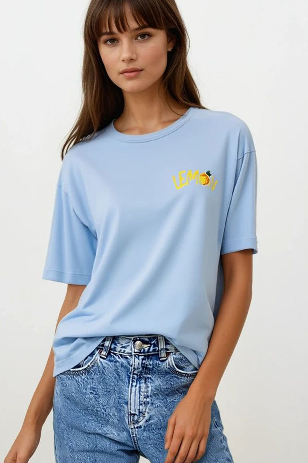 Italian Made Blue T-Shirt with Lemon Print - Casual Summer Wear for Men & Women