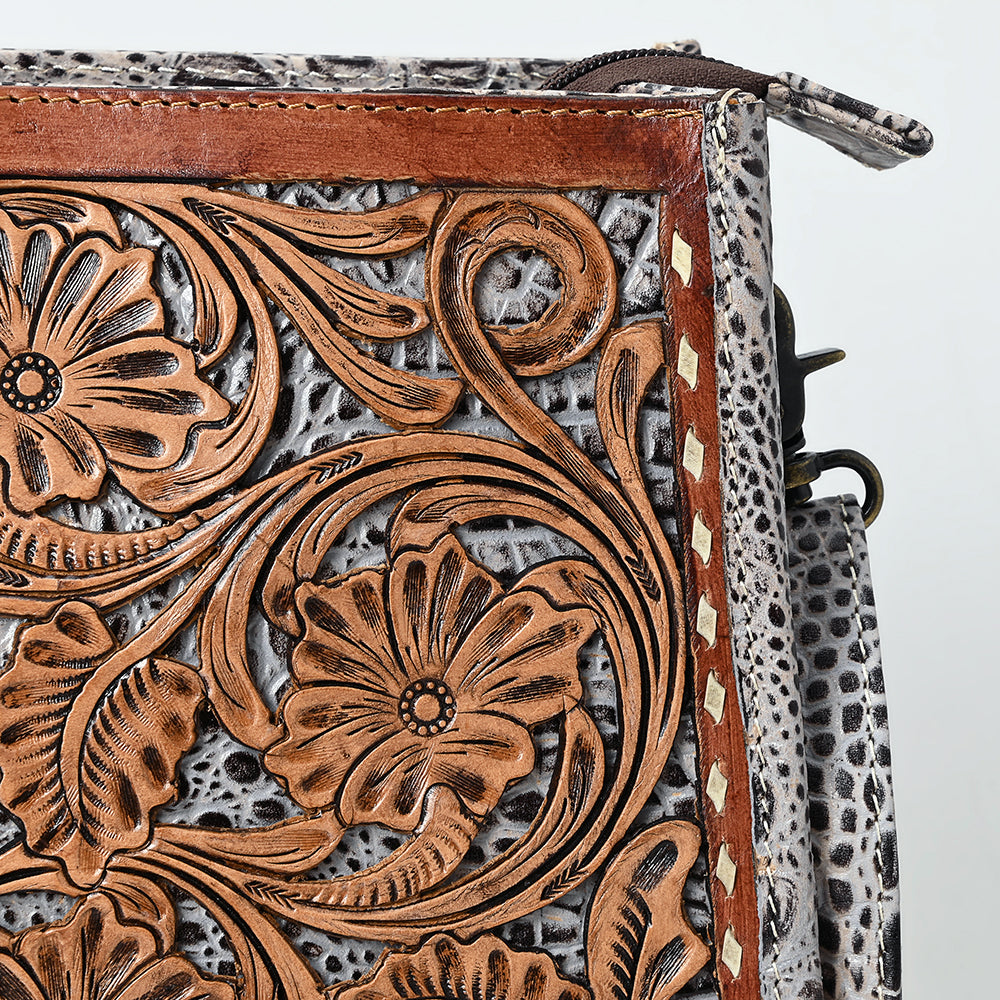 ADBG1566 Large Crossbody Hand Tooled Genuine Leather Women's Western Handbag Purse - Perfect for Everyday Use, Travel & Casual Outings