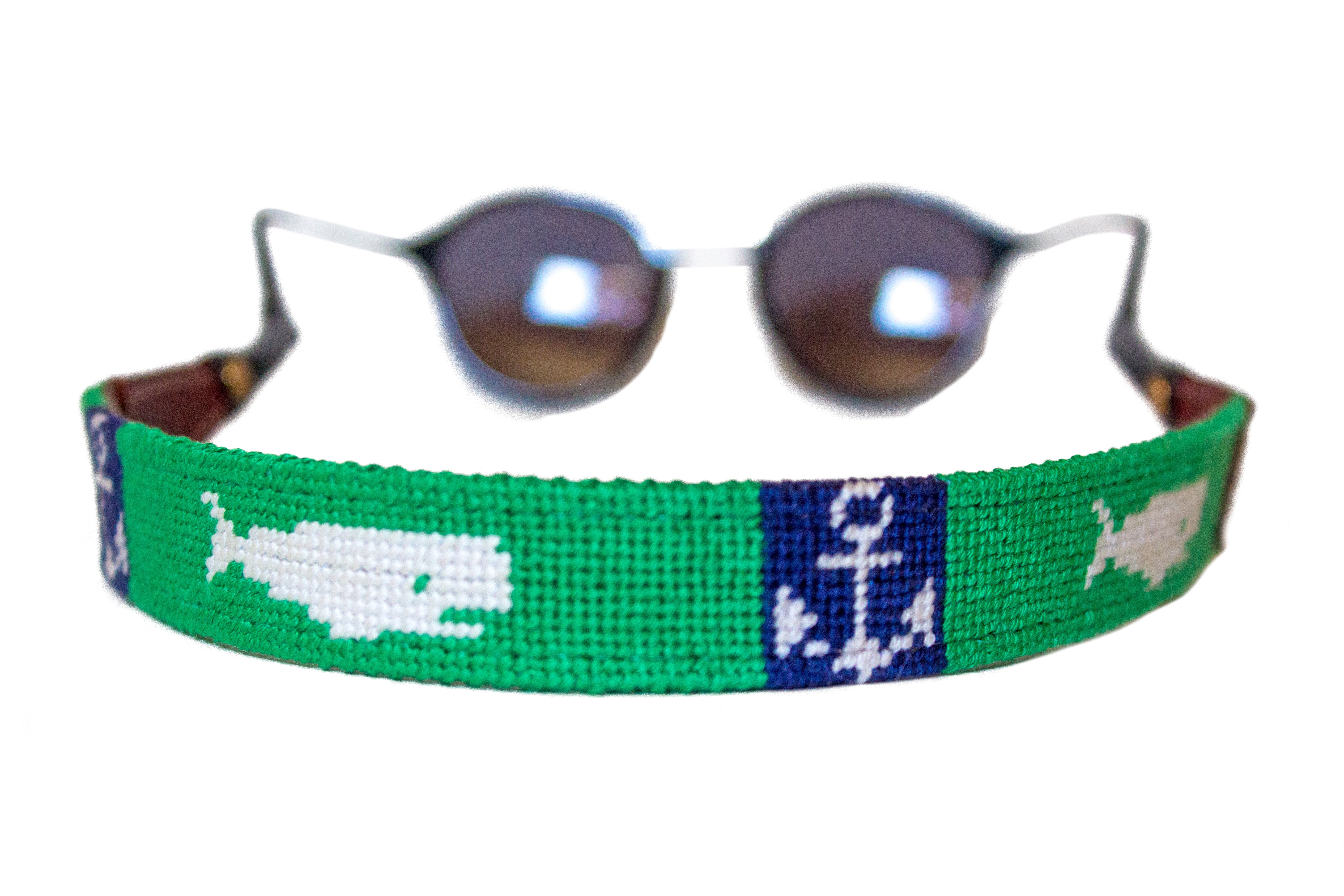 WHALE AND ANCHOR Needlepoint Sunglass Straps - Handmade Eyewear Retainers for Women & Men - Stylish & Secure Glasses Holder for Outdoor Activities, Travel, and Sports