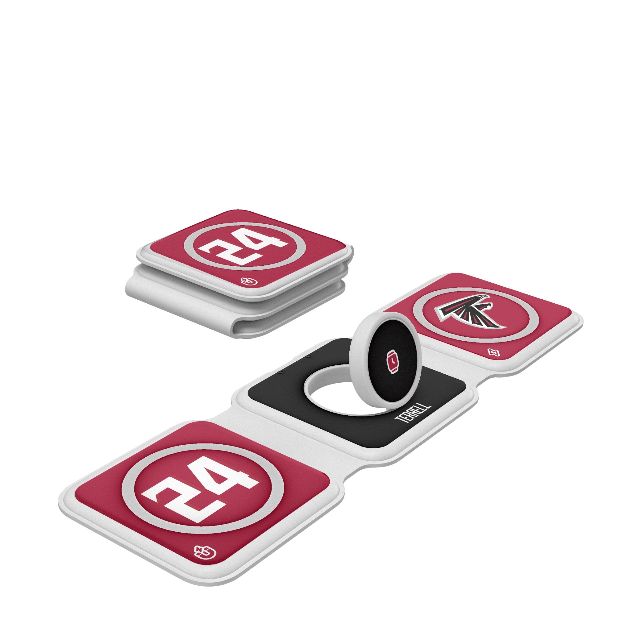 A.J. Terrell Atlanta Falcons 24 Ready Foldable 3-in-1 Charger - Fast Charging Station for iPhone, Android & AirPods - Perfect for Travel, Office & Home Use
