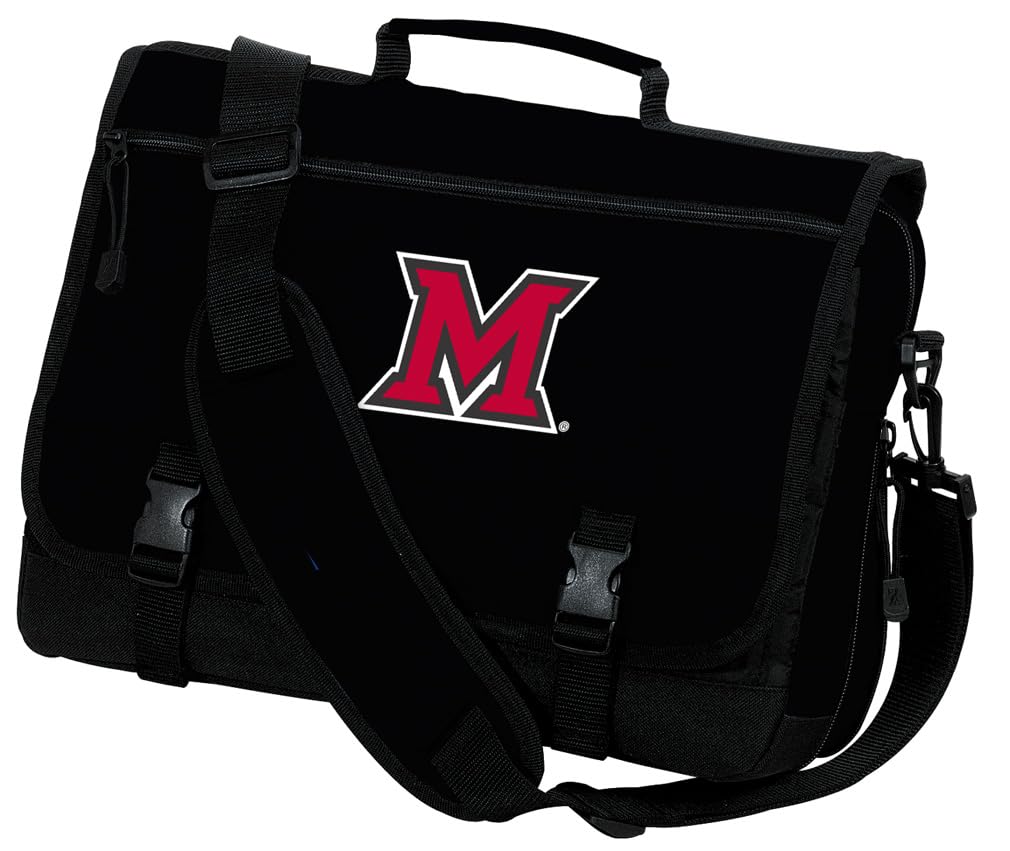 Miami University RedHawks Laptop Messenger Bag - 15.6 Inch Laptop Briefcase for Men & Women - Durable Oxford Fabric with Adjustable Shoulder Strap - Perfect for Work, School & Travel (Miami of Ohio)