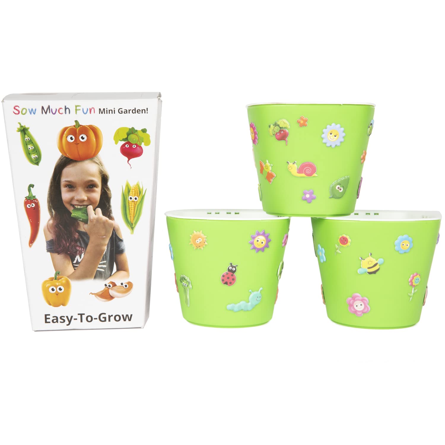 Window Garden Sow Much Fun Kids Seed Starting Kit - 3 Self-Watering Planters with Soil, Seeds & Stickers for Vegetable Planting | Easy No-Mess Gardening Kit for Children | Perfect for Indoor Herb Gardens, Classroom Science Projects & First-Time Gardeners (Buttercrunch Lettuce)