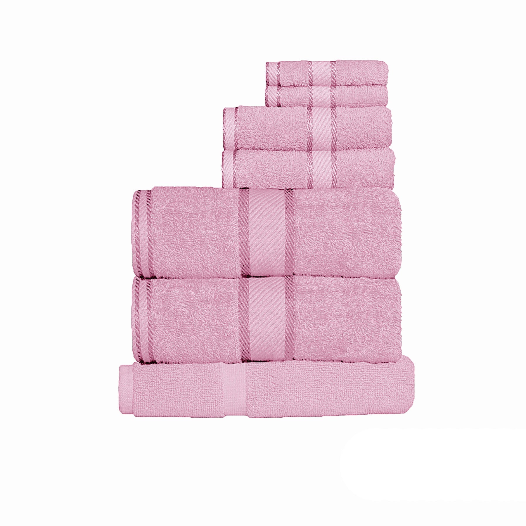 Premium 550gsm Cotton 7-Piece Towel Set - Soft & Absorbent Bath Towels, Hand Towels & Washcloths - Rose Color - Luxury Bathroom & Spa Essentials for Home, Hotel, or Gift