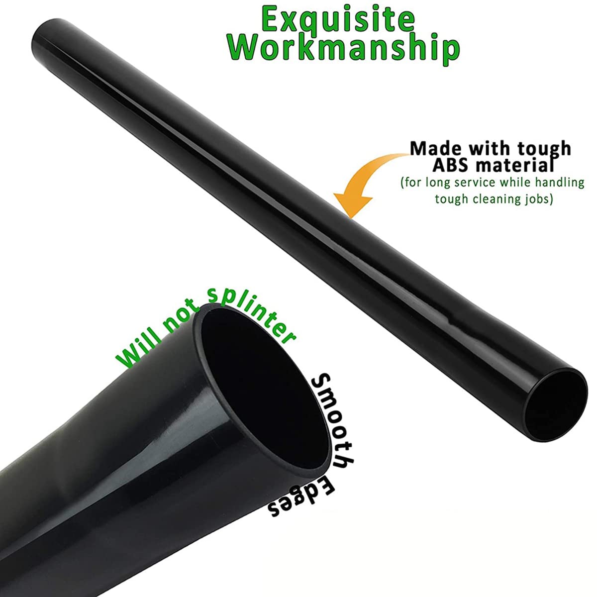 SESU YHJIC 3Pcs 1.25 Inch Vacuum Extension Wands & Attachments - Compatible with Shop Vac, Wet/Dry Vacuums - Durable Black Vacuum Pipe for Cleaning Cars, Floors & Tight Spaces