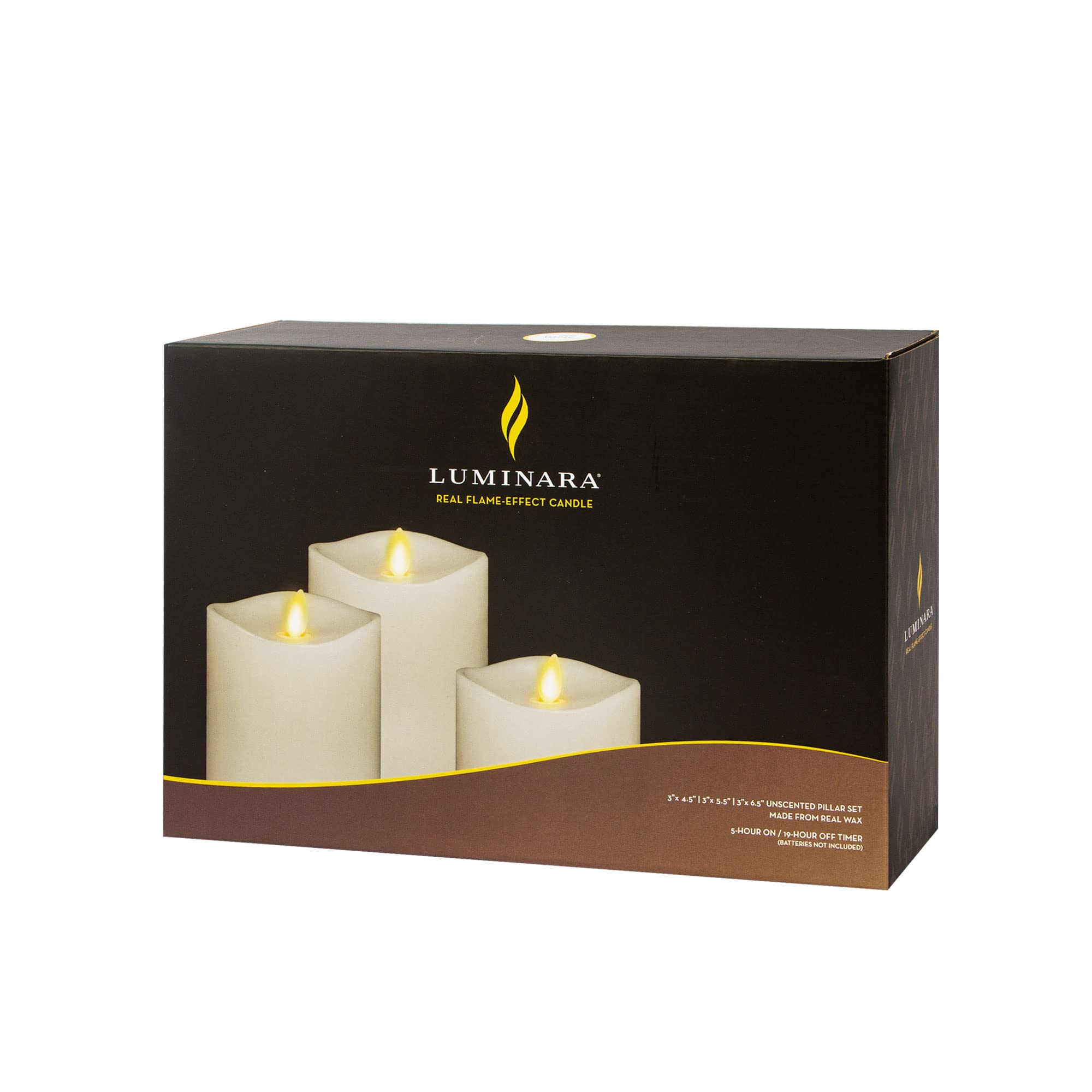 Luminara Realistic Flameless LED Candles - Set of 3 White Battery-Operated Pillar Candles with Remote Control, Moving Flame Effect & Timer Function - Perfect for Home Decor, Weddings, and Romantic Dinners