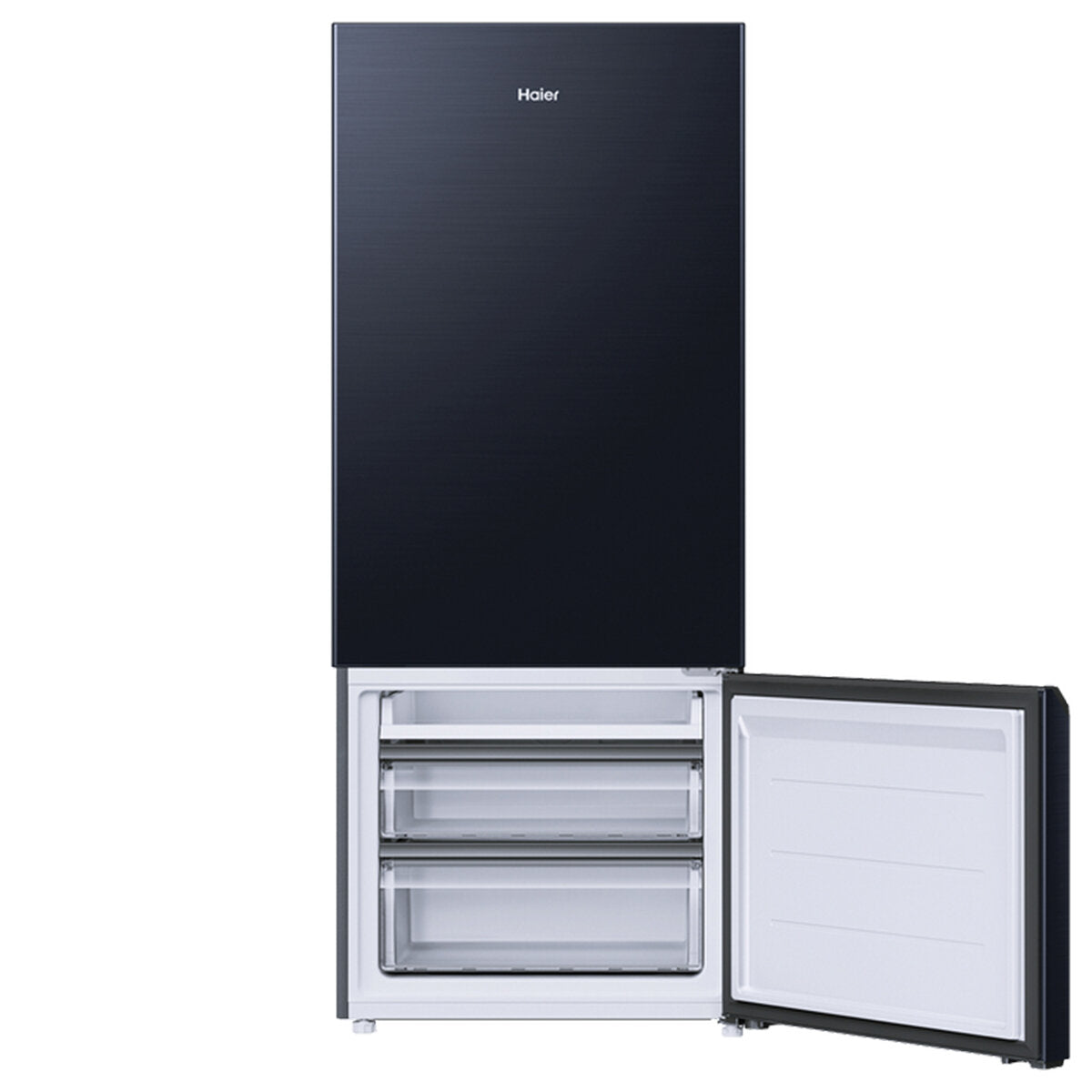 Haier 433L Bottom Mount Refrigerator Black HRF420BEC - Energy Efficient French Door Fridge for Kitchen, Home & Office Use