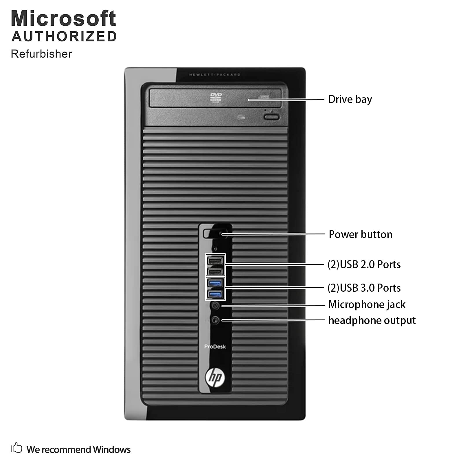 HP ProDesk 400 G1 Business Desktop Computer - Intel Core i5-4570 Quad-Core up to 3.6GHz, 16GB DDR3 RAM, 256GB SSD, DVD Drive, Windows 10 Pro 64-bit (Renewed) - Multi-Language Support for Office, Home & Gaming Use