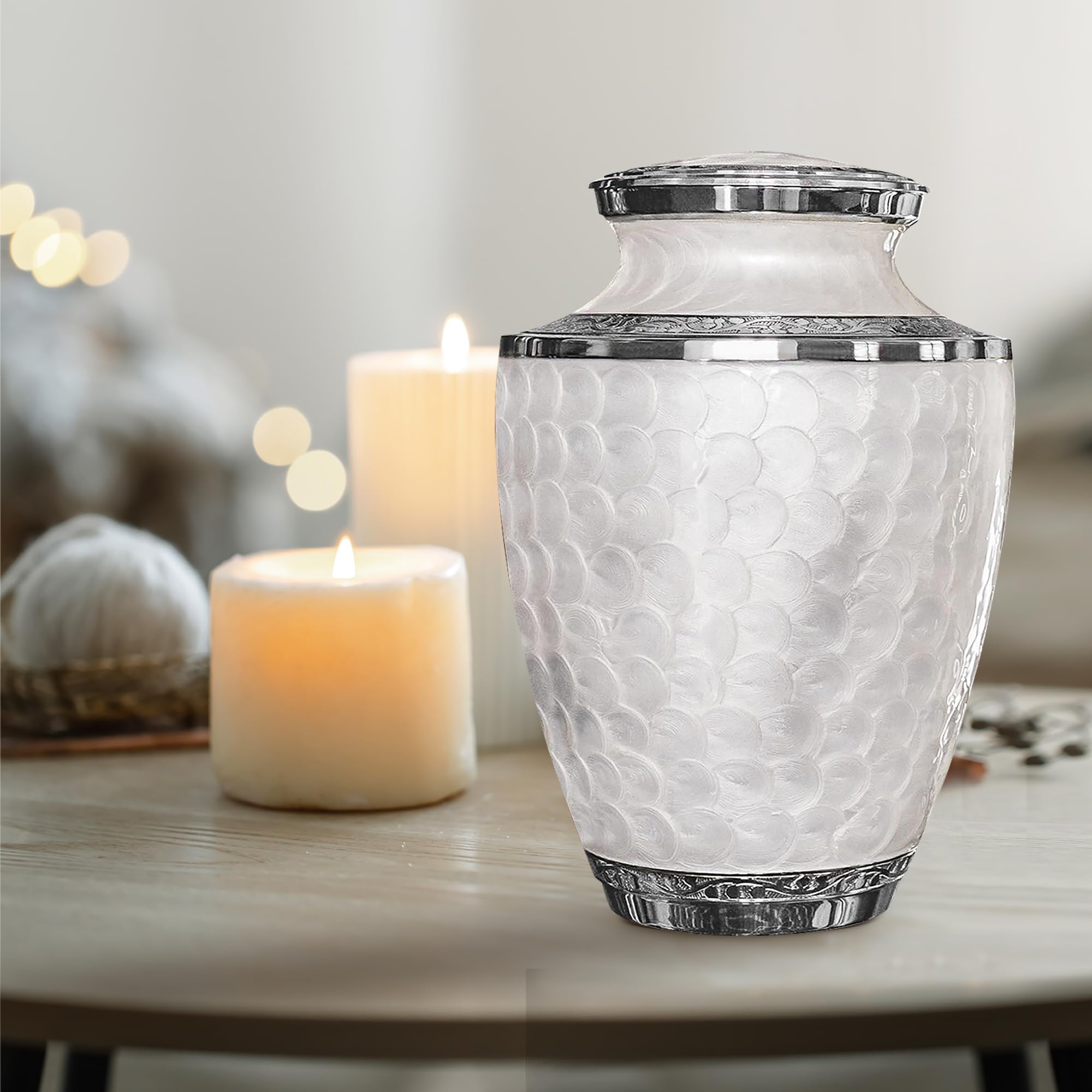 Premium Cremation Urns for Human Ashes - Extra Large Decorative Funeral Urn for Adults - Elegant Pearl Finish - Perfect for Memorial Services, Home Display & Ashes Keepsake