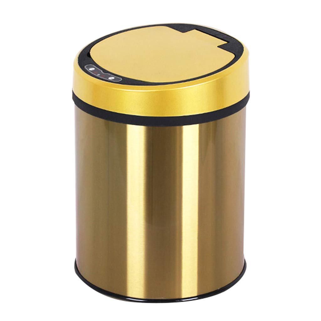 JINTIANSDS Automatic Touchless Sensor Trash Can - 6L/8L Stainless Steel Kitchen Garbage Bin with Lid & USB Charging Cable (Yellow) - Hands-Free Waste Bin for Home, Office, and Restaurant Use