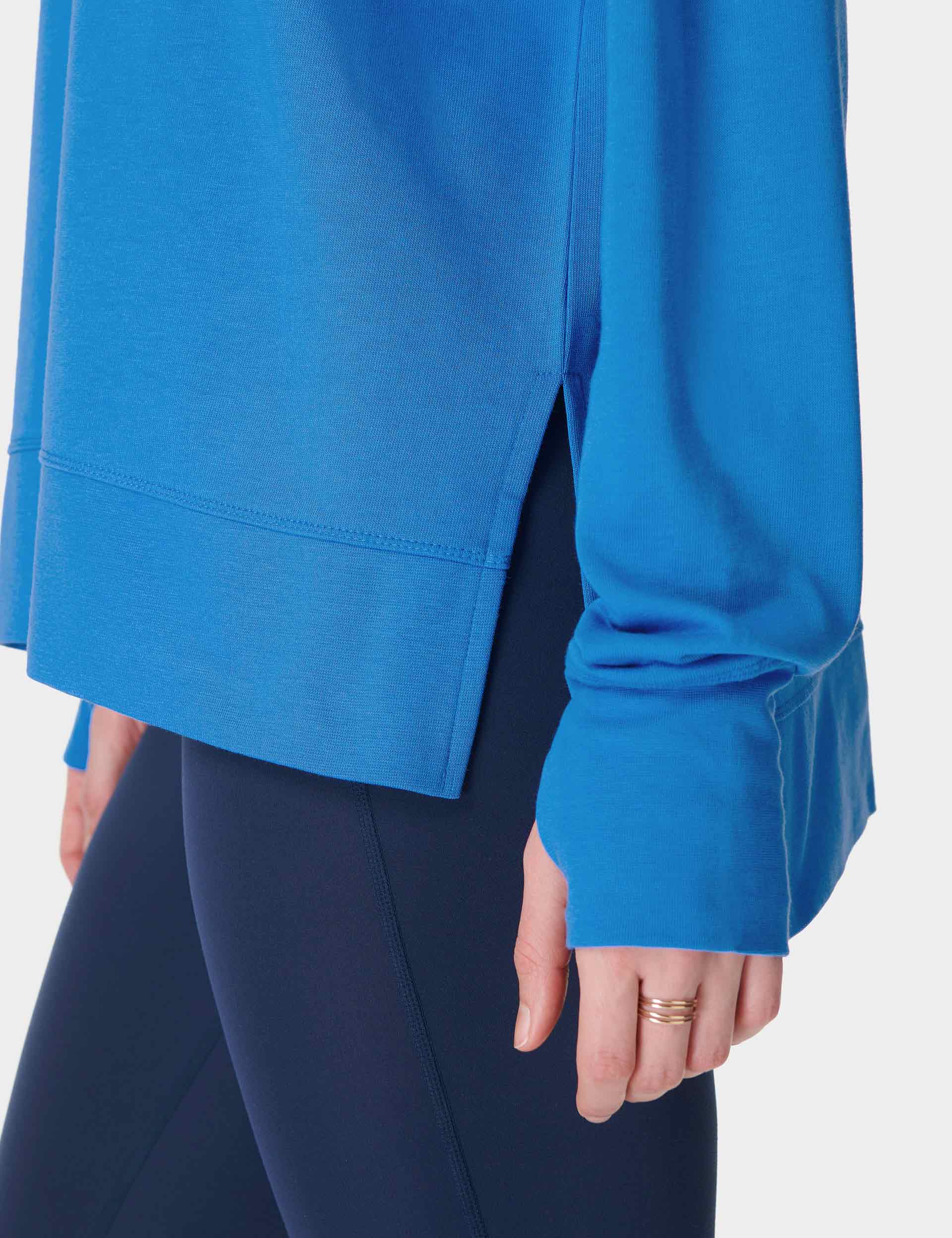 After Class Longline Sweatshirt for Women - Oversized Pullover Hoodie in Tidal Blue | Casual Loungewear, Streetwear Fashion & Cozy Fall Outfits