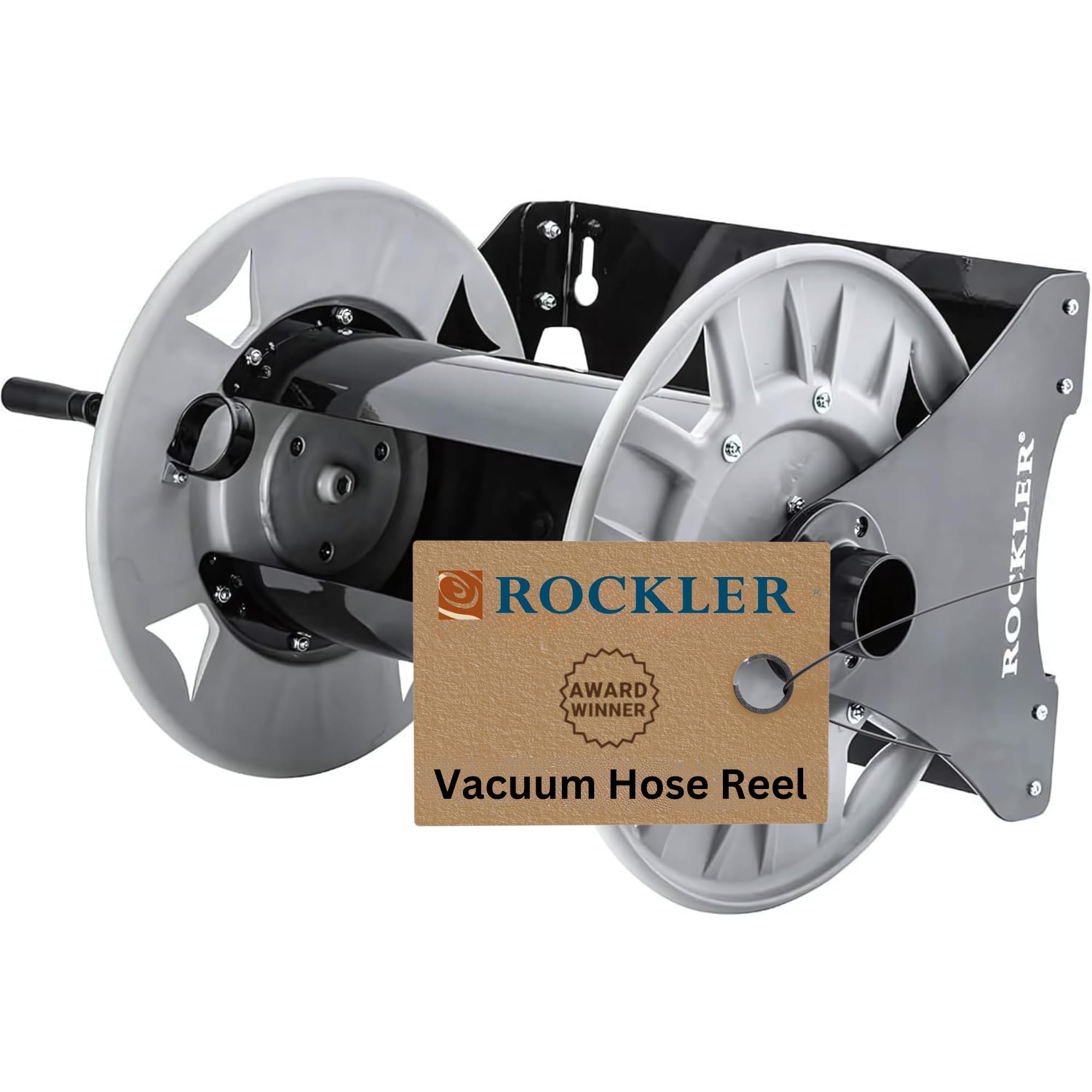 Dust Right Shop Vacuum Hose Reel - 40' Capacity for 1-1/2'' Hose with Steel Frame | Adjustable Tension Knob & Wall Mount | Easy Install Dust Collector Accessories | Perfect for Workshops, Garages & Woodworking Dust Collection Systems