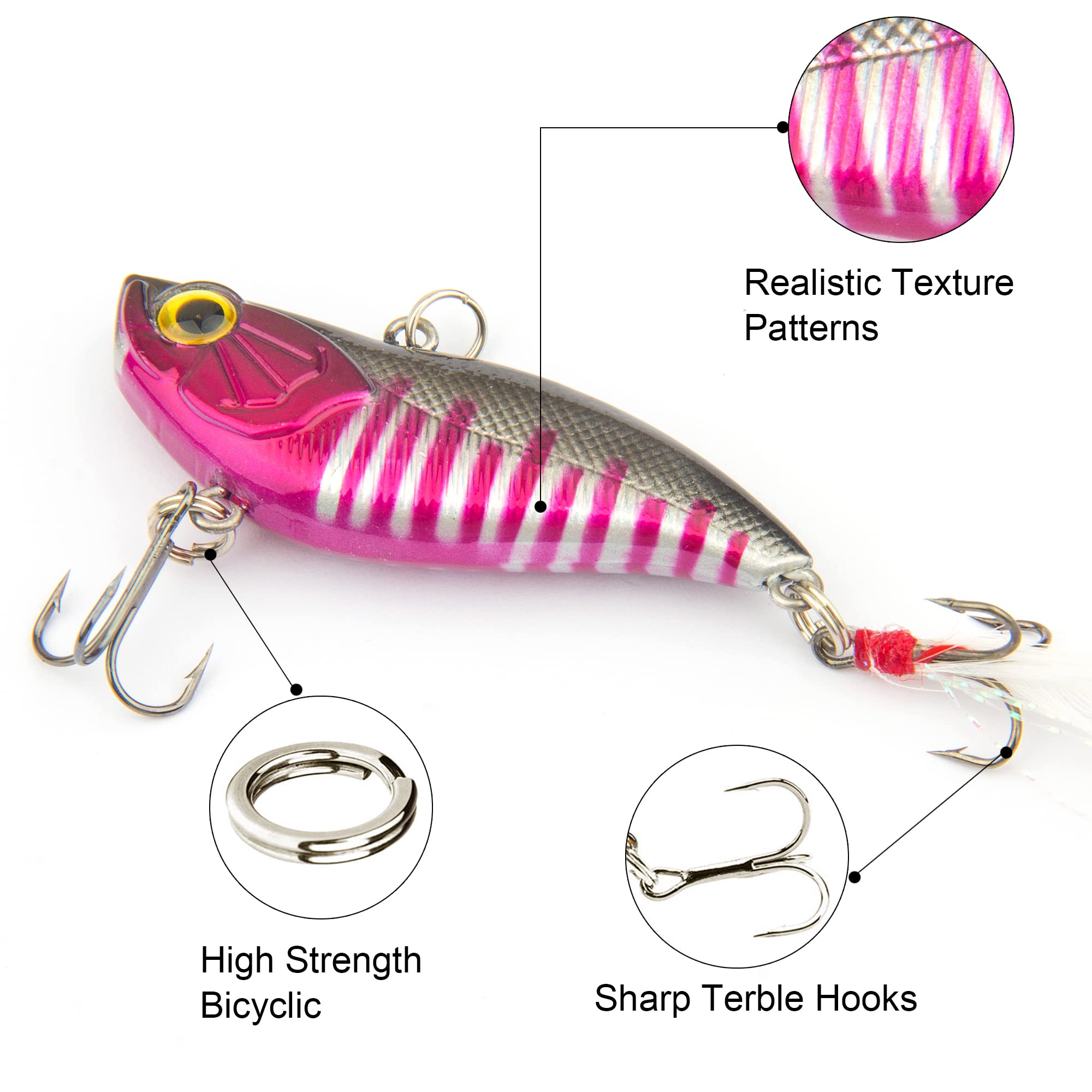 Rooster Tail Bass Trout Lures with Feathers - Fishing Spinner Baits Kit for Bass & Trout
