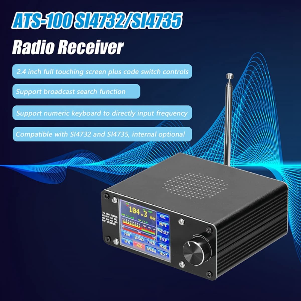 DAZZLEEX ATS-100 Digital Radio Receiver with SI4732/SI4735 Chip - Full Band AM/FM/SW/LW SSB (LSB/USB) for Emergency, Travel & Outdoor Adventures