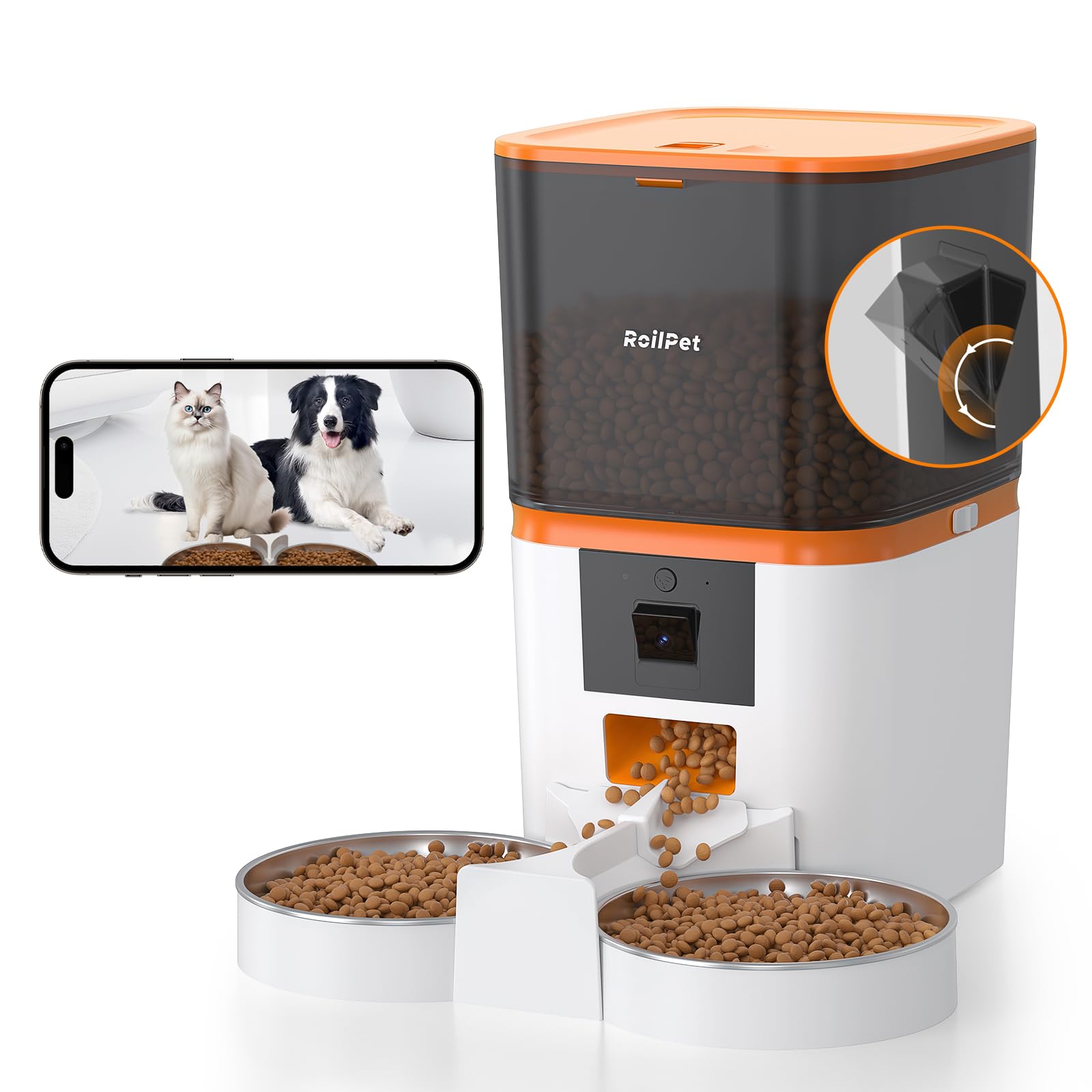 Smart Automatic Cat Feeder with Adjustable Camera - 6L Capacity, 5G WiFi, 1080P HD Video & Night Vision for 2 Cats | 2-Way Audio, Food Blockage & Motion Alerts | Perfect for Pet Owners Who Travel or Work Long Hours