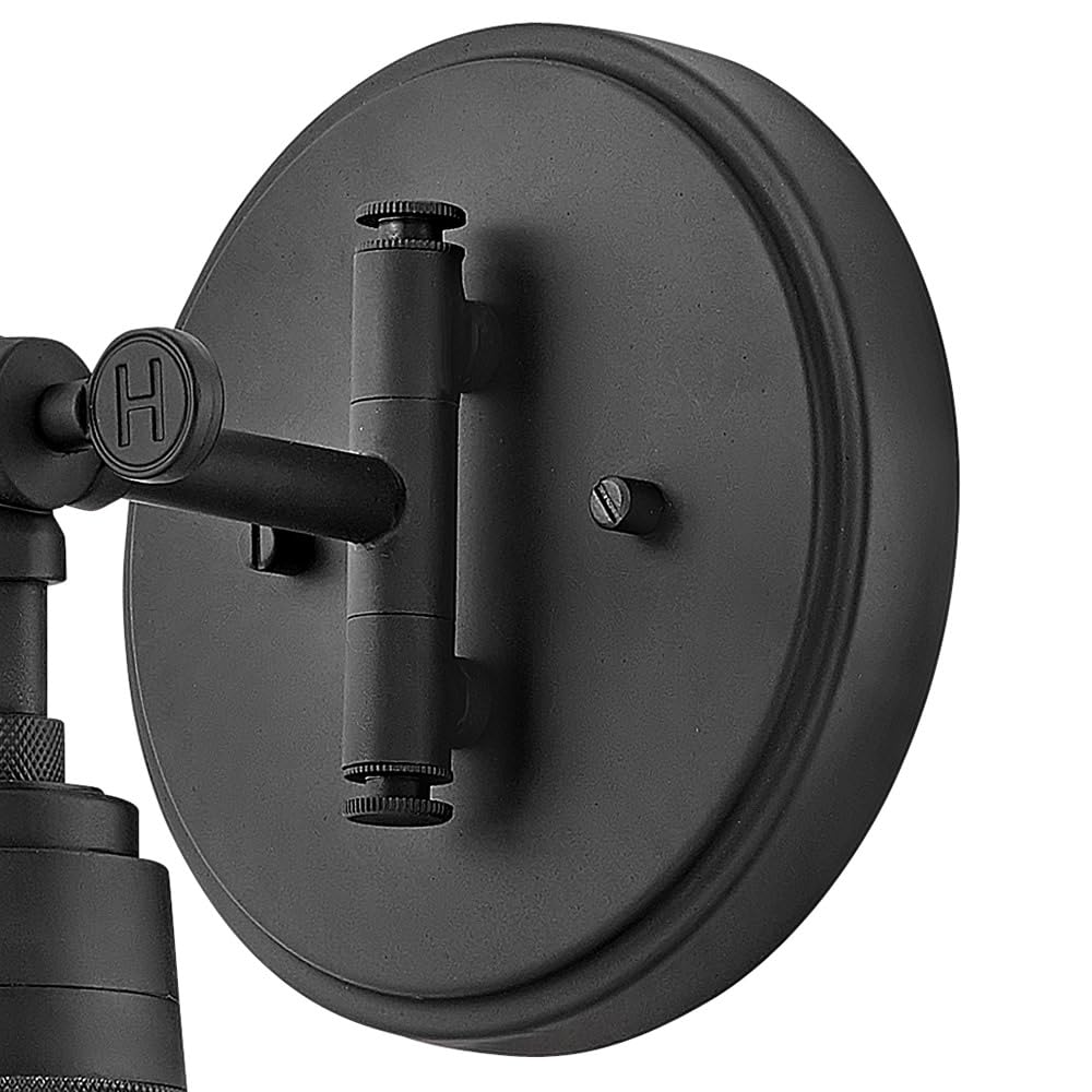 Hinkley Arti 3691BK-CL Adjustable Wall Sconce Light Fixture - Black with Clear Glass Shade, Single Pivot Point, On/Off Switch - Perfect for Bedroom, Hallway, or Entryway Lighting