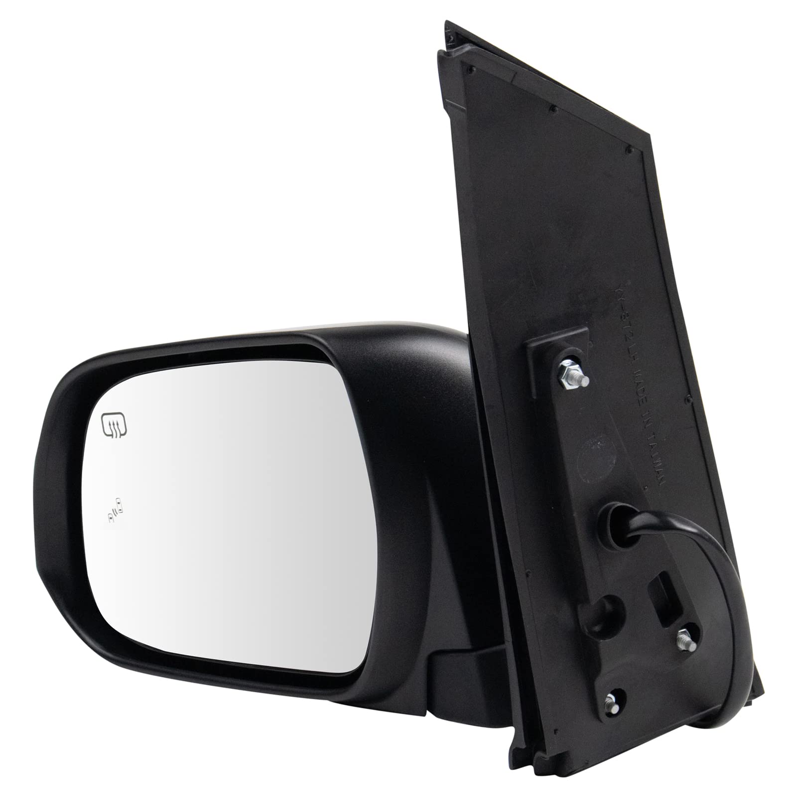 TRQ Left Side Heated Manual Folding Mirror Replacement for 2018-2020 Toyota Sienna - Driver Side TO1320412 - No Spotter Mirror - Perfect for Winter Driving & Parking Safety
