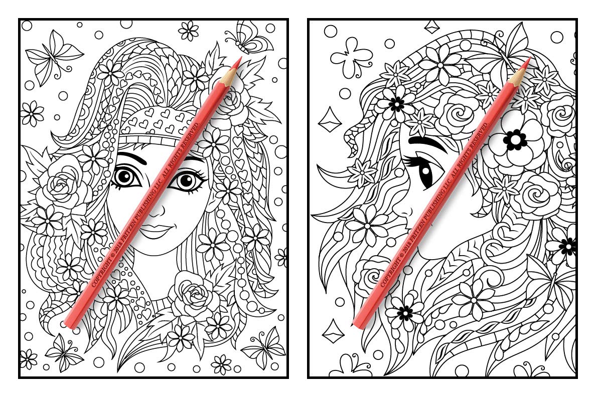 Flower Girls: Cute Manga Adult Coloring Book with Fun Hairstyles & Beautiful Floral Patterns | Stress Relief & Relaxation for Women | Perfect for Art Therapy, Mindfulness & Creative Hobbies