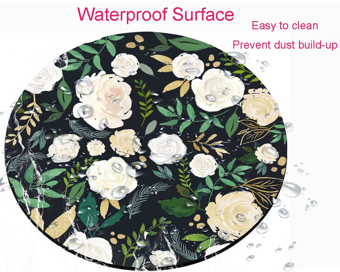 Floral Round Mouse Pad - Non-Slip Rubber Base & Washable Lycra Cloth - Small Wireless Mouse Pad for Office, Laptop, Gaming & Home Use - Beautiful Flower Design Computer Accessory