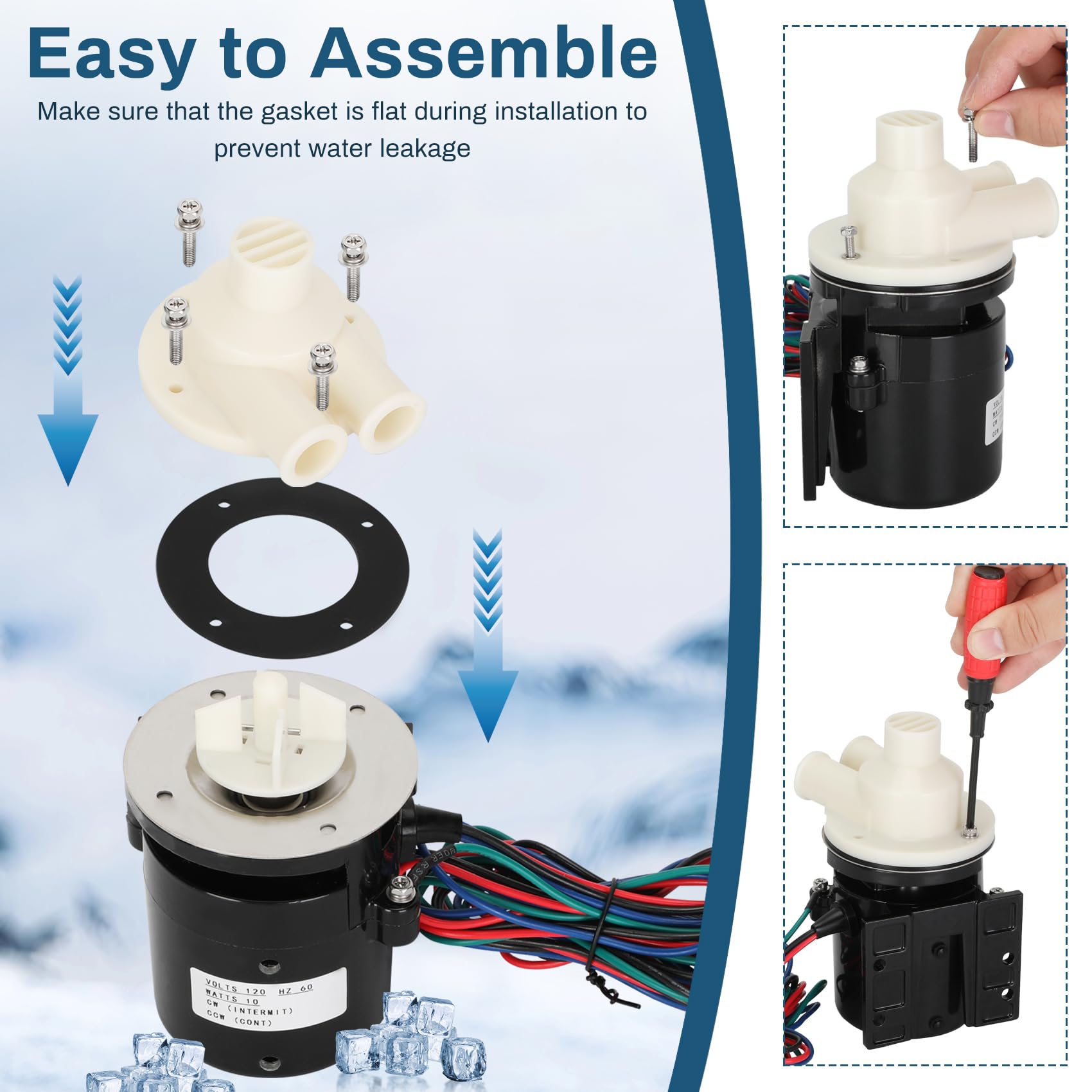 Hoshizaki PA0613 Water Pump Replacement - High-Performance Motor Assembly with Enhanced Sealing & Quiet Operation (Includes Capacitor) | Compatible with Hoshizaki Ice Machines & Commercial Refrigeration Systems