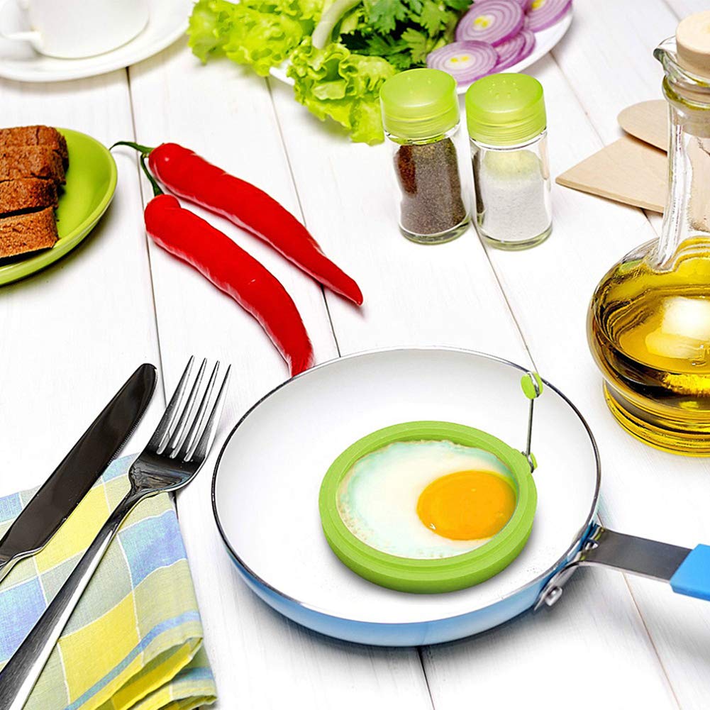 AKOAK 4-Piece Non-Stick Silicone Egg Ring Set - Round Omelette Molds for Perfect Eggs, Pancakes & Burgers - Oven & Stovetop Safe Kitchen Tools - Ideal for Breakfast, Brunch & Meal Prep