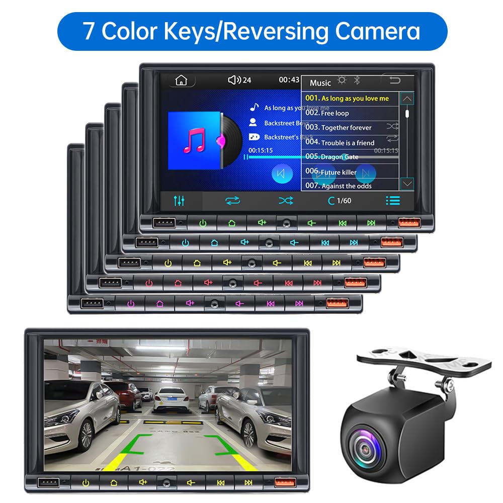 7 Inch Double Din Car Stereo with Wireless CarPlay & Android Auto - HD Touch Screen Bluetooth 5.2, AM/FM, Mirror Link, Backup Camera, Steering Wheel Control, AUX, MIC, DSP - Perfect for Hands-Free Driving & Entertainment in Your Vehicle