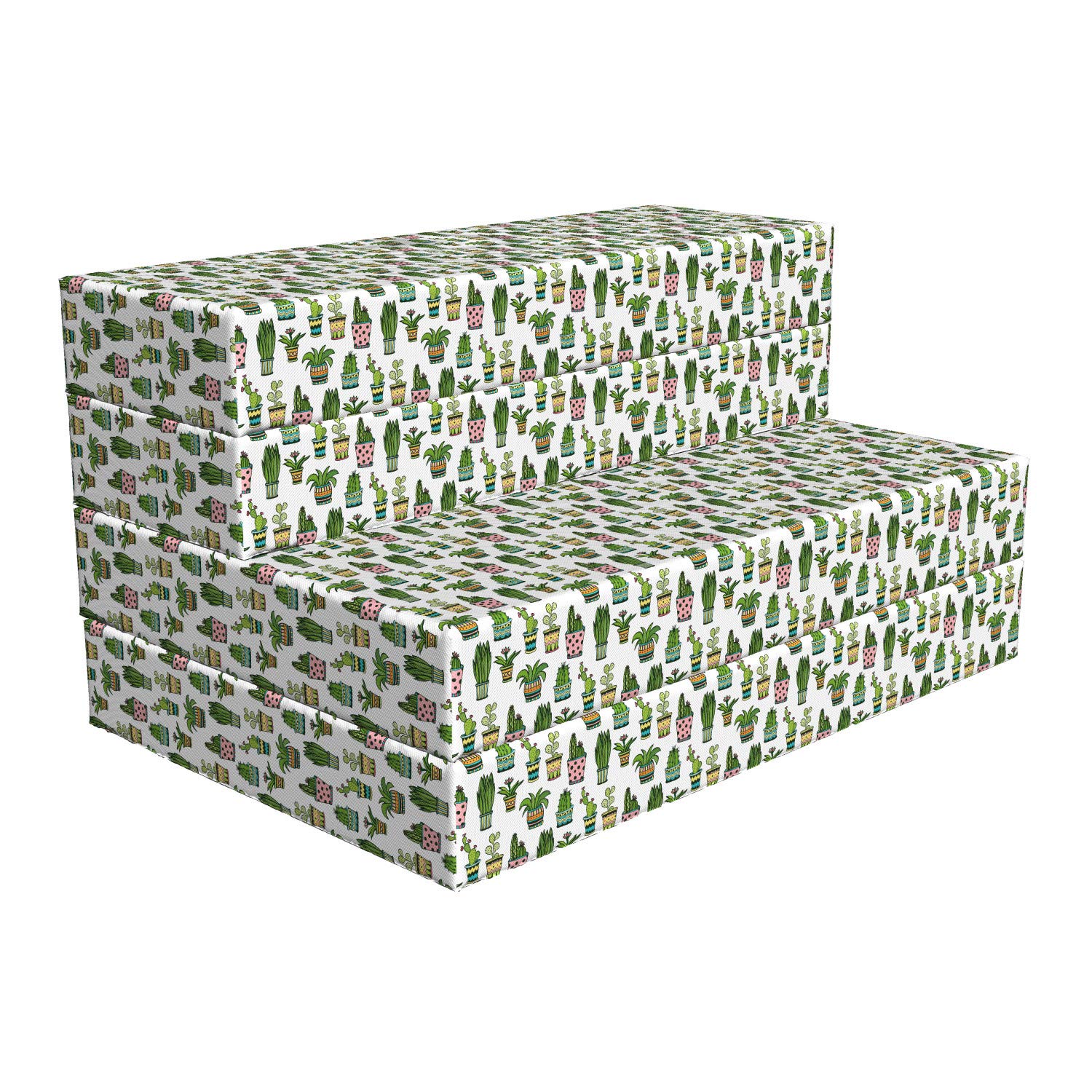 Ambesonne Cactus Foldable Mattress - Succulent Doodle Pots Design, 74.8