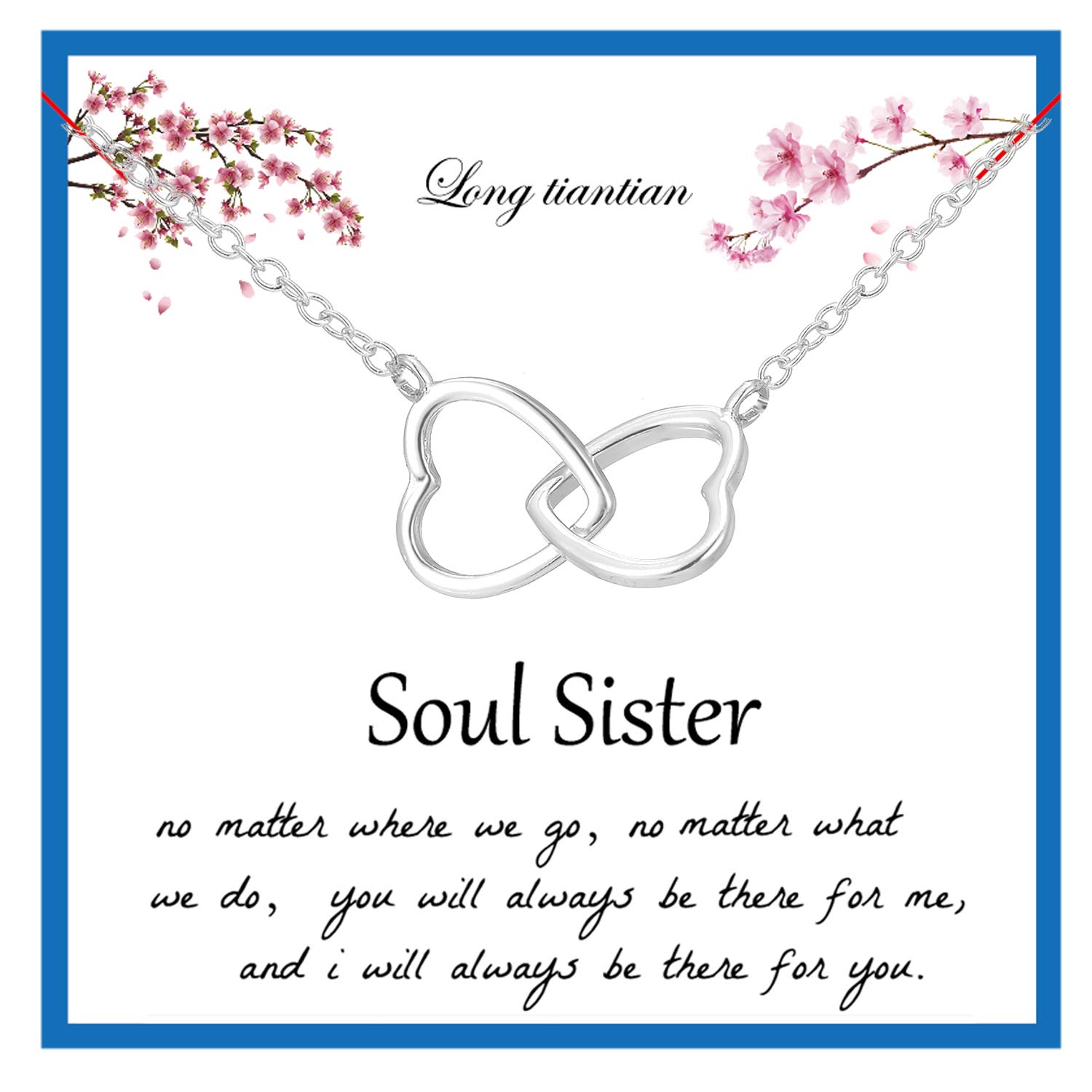Soul Sister Heart Necklace - Friendship Jewelry Gift for Women - Perfect for Sister Bonding