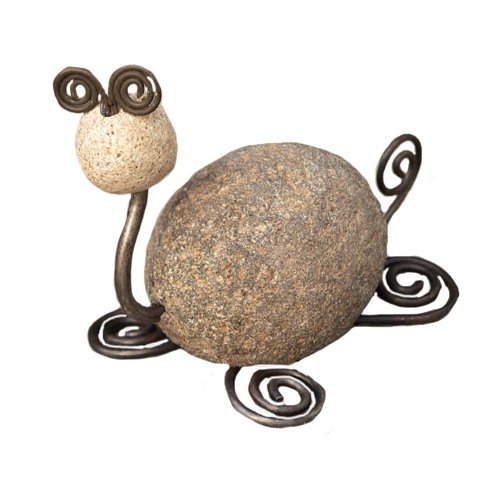 Handmade Ancient Graffiti Tortoise River Stone Sculpture with Decorative Wire - Perfect for Home Decor, Zen Garden Accent & Unique Gift Idea