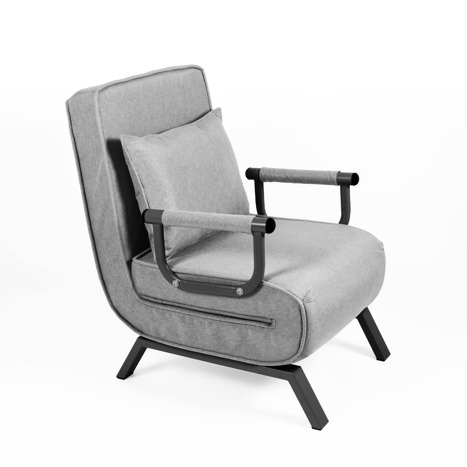5-Position Convertible Sofa Bed with Removable Cover - Foldable Armchair Sleeper, Full Padded Lounger for Living Room, Guest Room & Home Office - Includes Comfort Pillow (Grey) - Perfect for Small Spaces, Overnight Guests & Multi-Functional Furniture Needs