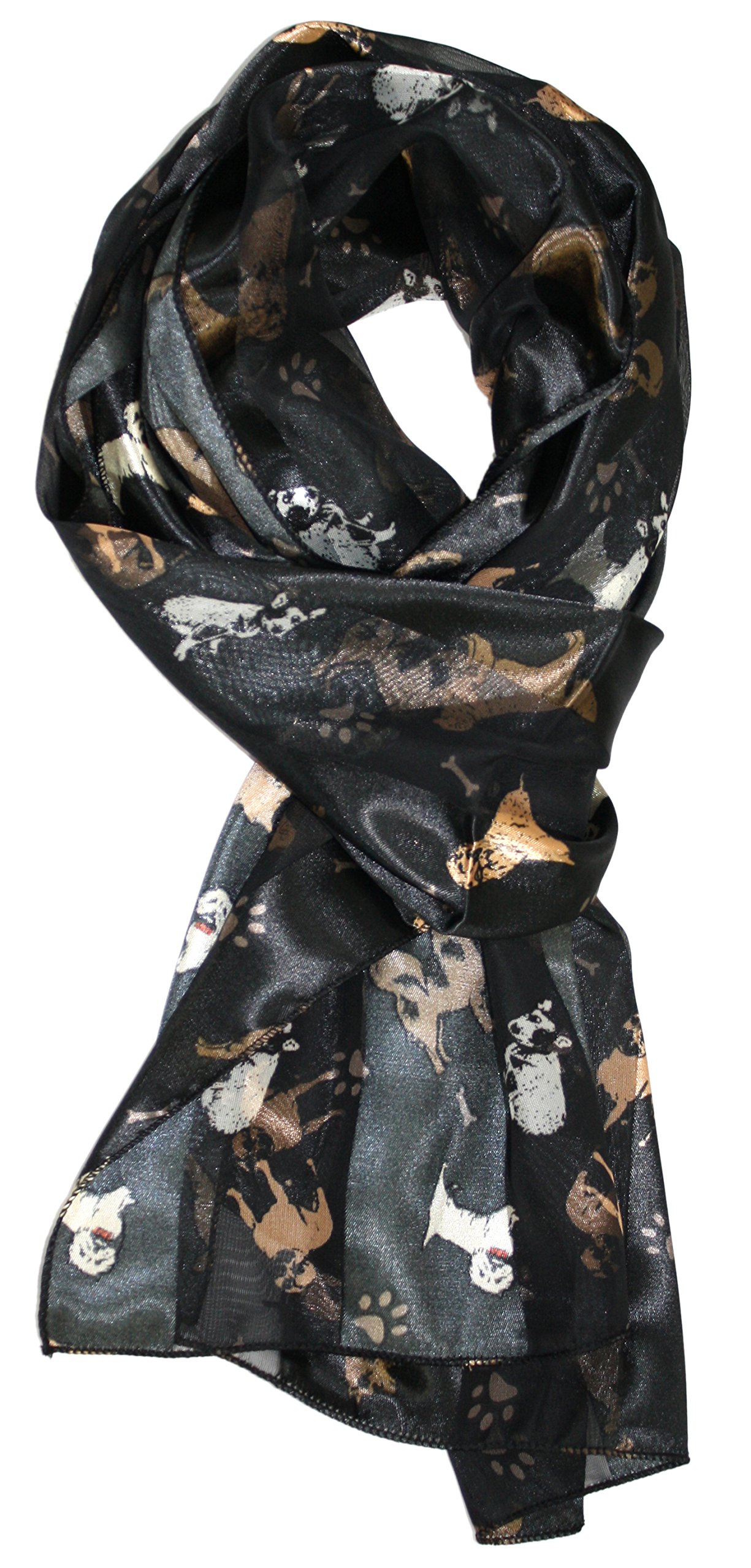 Silk Feel Dog Print Scarf - Stylish Pet Lover Accessory for Outings