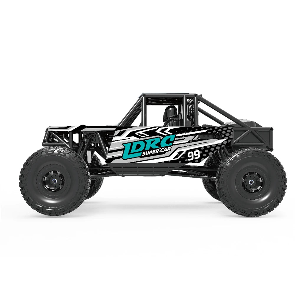 1/18 Scale LDRC 18499 4WD Remote Control Rock Crawler RC Car with Pipe Rack, LED Lights & Straight Axle - Off-Road Crawling, Trail Adventure, Backyard Racing for Adults and Kids