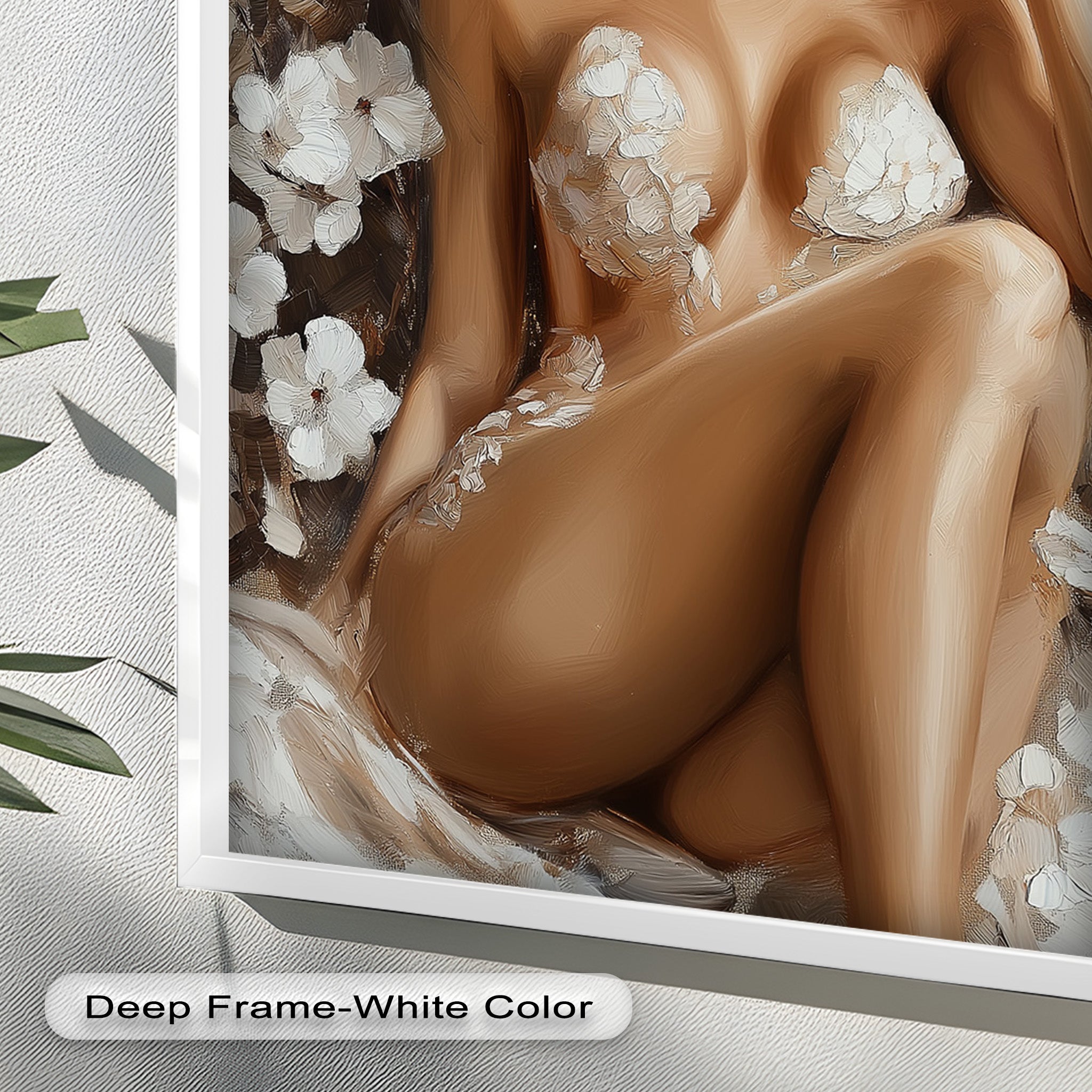 Blossom Muse Romantic Nude Oil Painting - Handmade Canvas Art for Home Decor, Bedroom & Living Room Wall Art