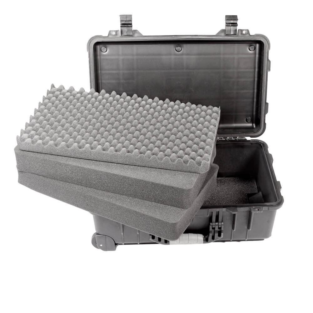 Waterproof Hard Rolling Case 515x290x200mm with Pull Handle & Foam Interior - Perfect for Travel, Storage & Equipment Protection