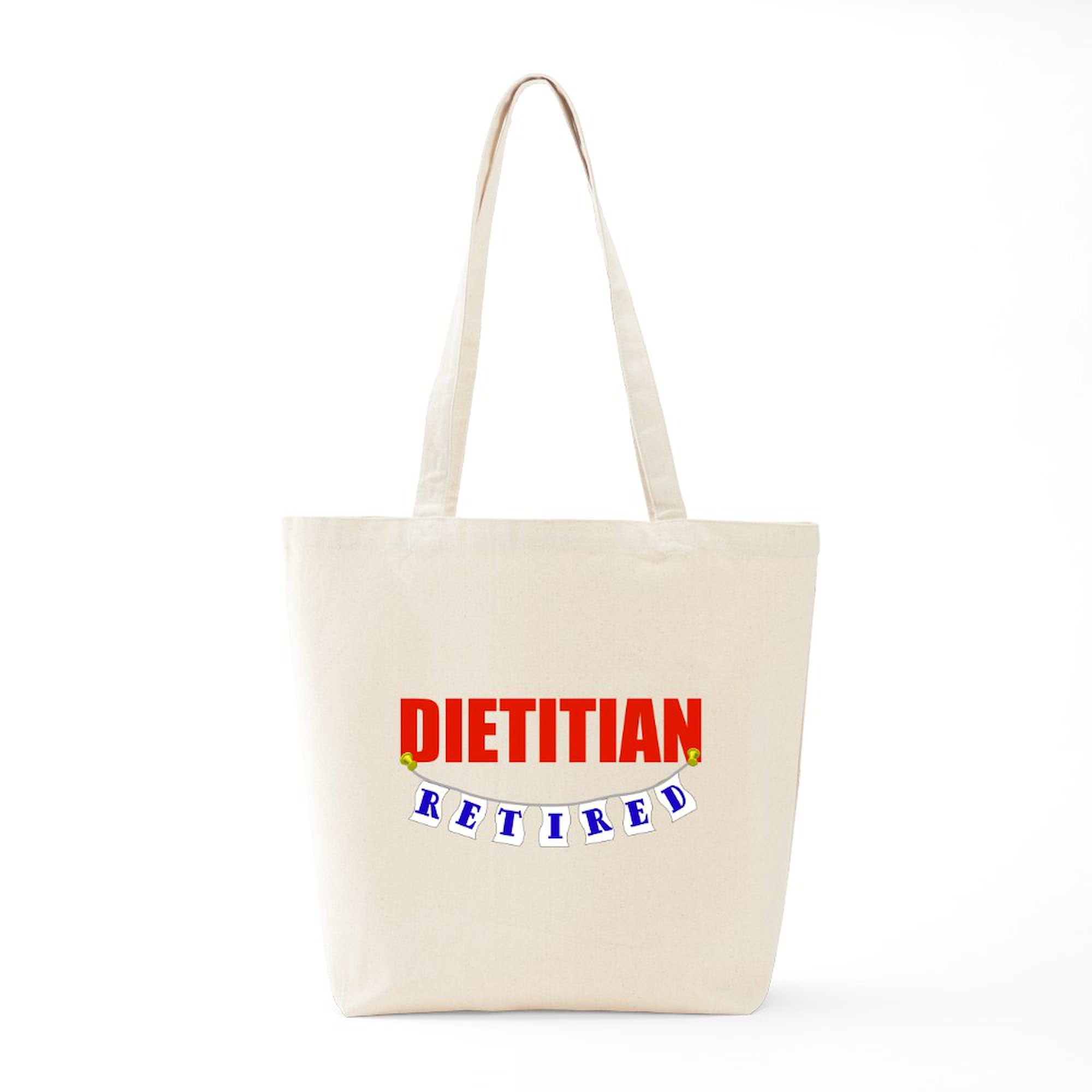 Retired Dietitian Tote Bag - Natural Canvas Reusable Shopping Bag for Groceries, Beach & Work | Eco-Friendly Cotton Tote with Large Capacity