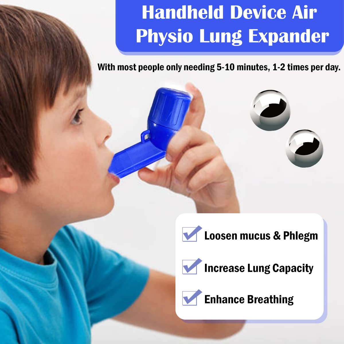 Mucus Clearance & Lung Exerciser Device - Breathing Therapy Aid for COPD, Asthma & Respiratory Health (2 Balls) - Perfect for Home Use, Post-Surgery Recovery & Daily Lung Cleansing