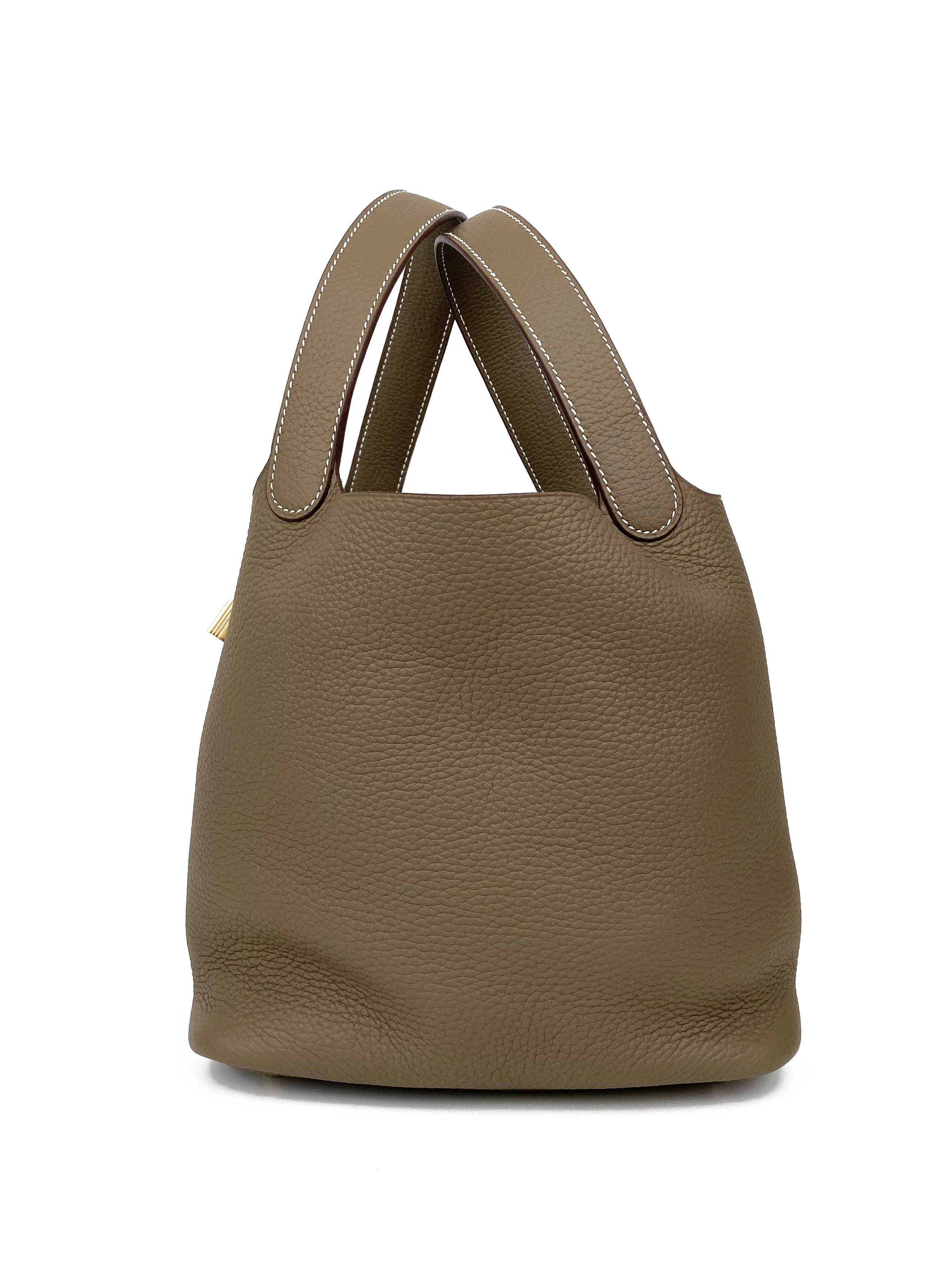 Authentic Hermes Picotin Lock 22 Handbag in Etoupe - Luxury Tote Bag for Women, Perfect for Everyday Use, Work & Travel