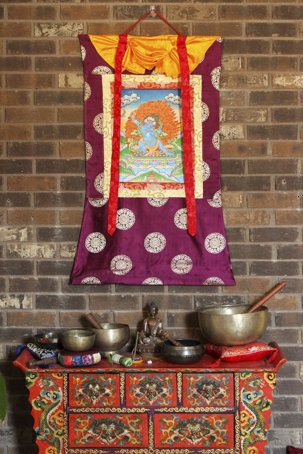 Authentic Hand-Painted Vajrapani Thangka Art - Traditional Tibetan Buddhist Wall Hanging for Meditation & Home Decor (Framed) | Perfect for Spiritual Practice, Yoga Studios & Gift Giving