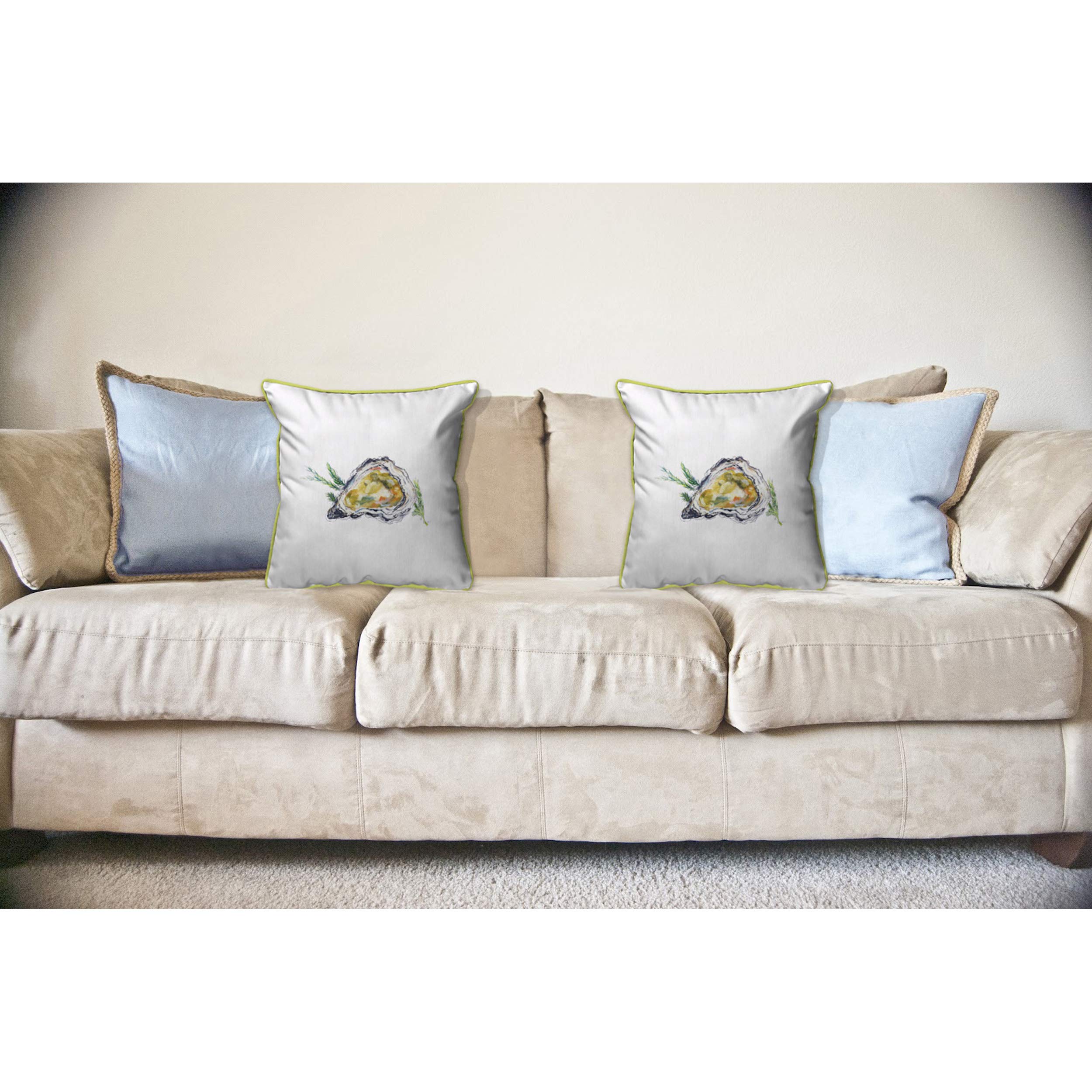 Betsy Drake 18x18 Inch Oyster Pillow - Soft Decorative Throw Pillow for Living Room, Bedroom, Sofa & Couch - Perfect Home Decor Accent for Coastal & Nautical Themes